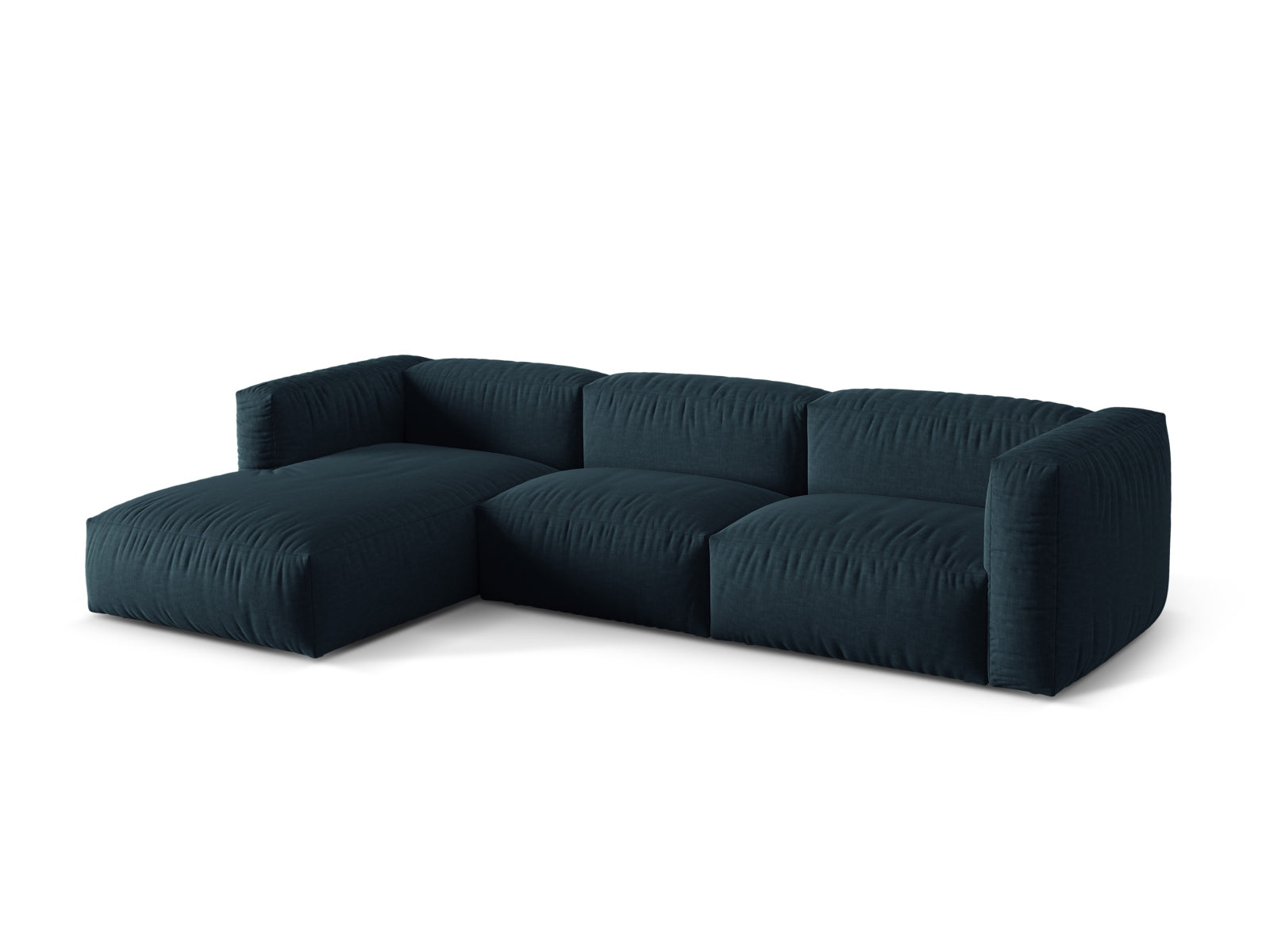 Elegantes, modulares Ecksofa Martina in Blau, ideal für stilvolle Wohnräume. Komfortables 3-Sitzer-Design von Micadoni.
