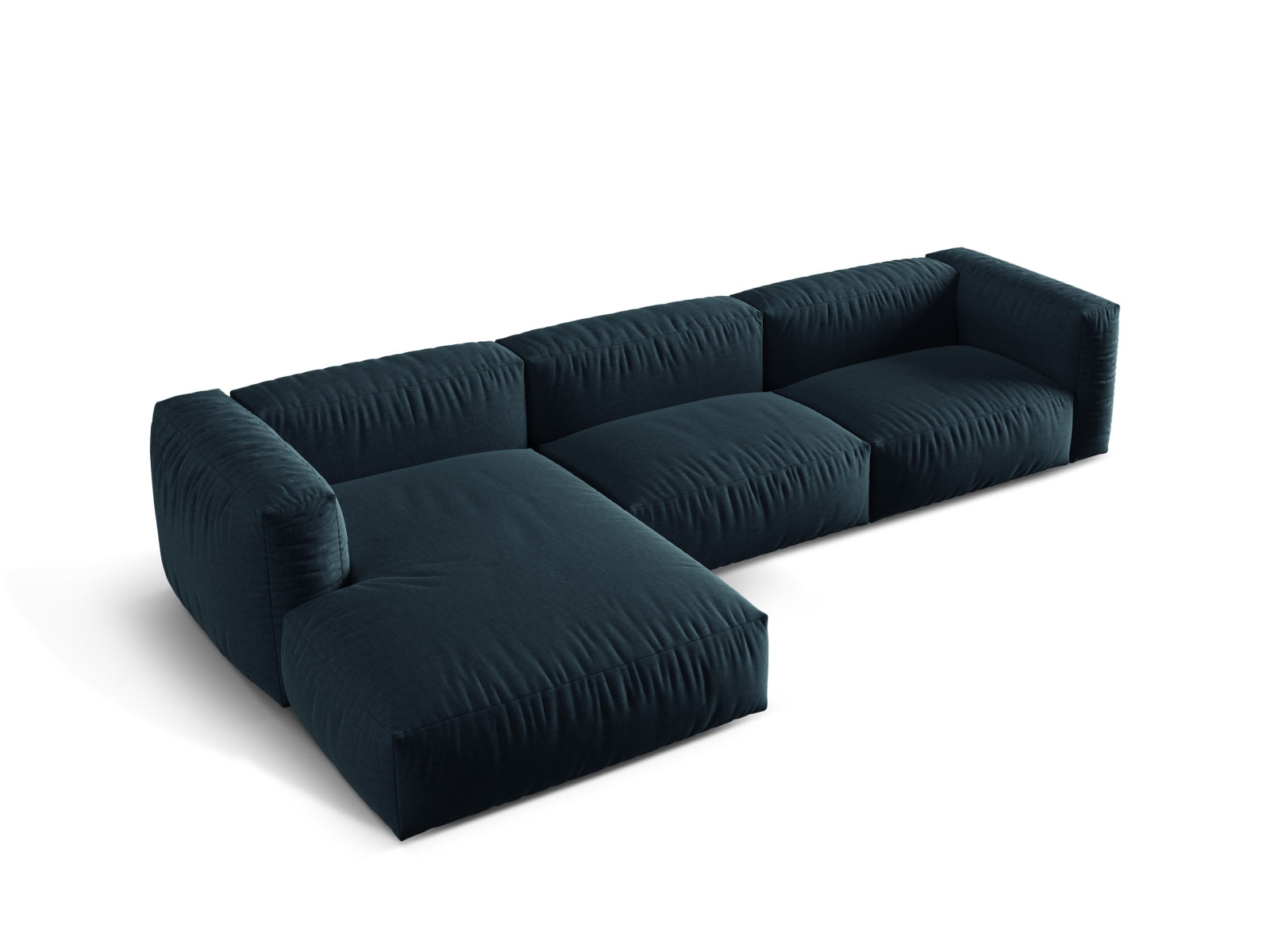 Modernes, modulares Ecksofa Martina in stilvollem Blau, perfekt für gemütliche Wohnzimmer. 3-Sitzer von Micadoni für höchsten Komfort.
