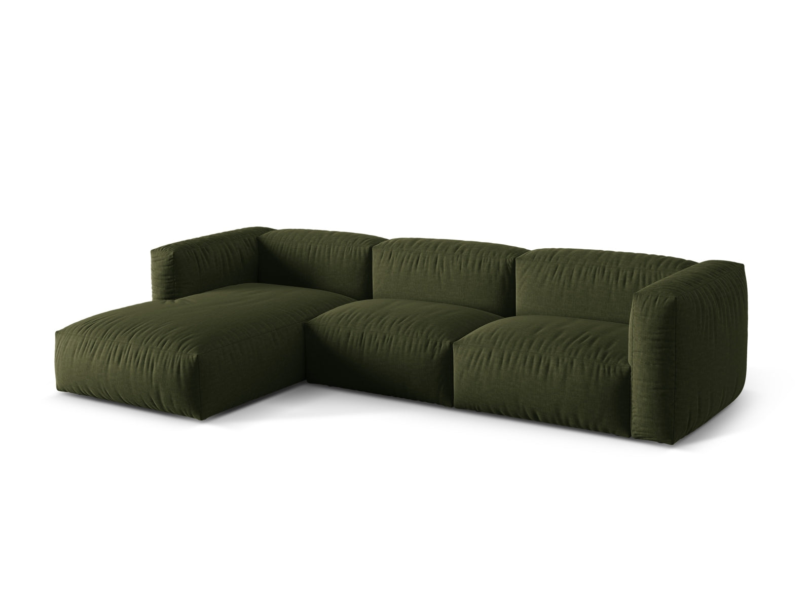 Elegantes Martina Ecksofa in Grün, 3-Sitzer, modulares Design von Micadoni, ideal für stilvolle Wohnräume.