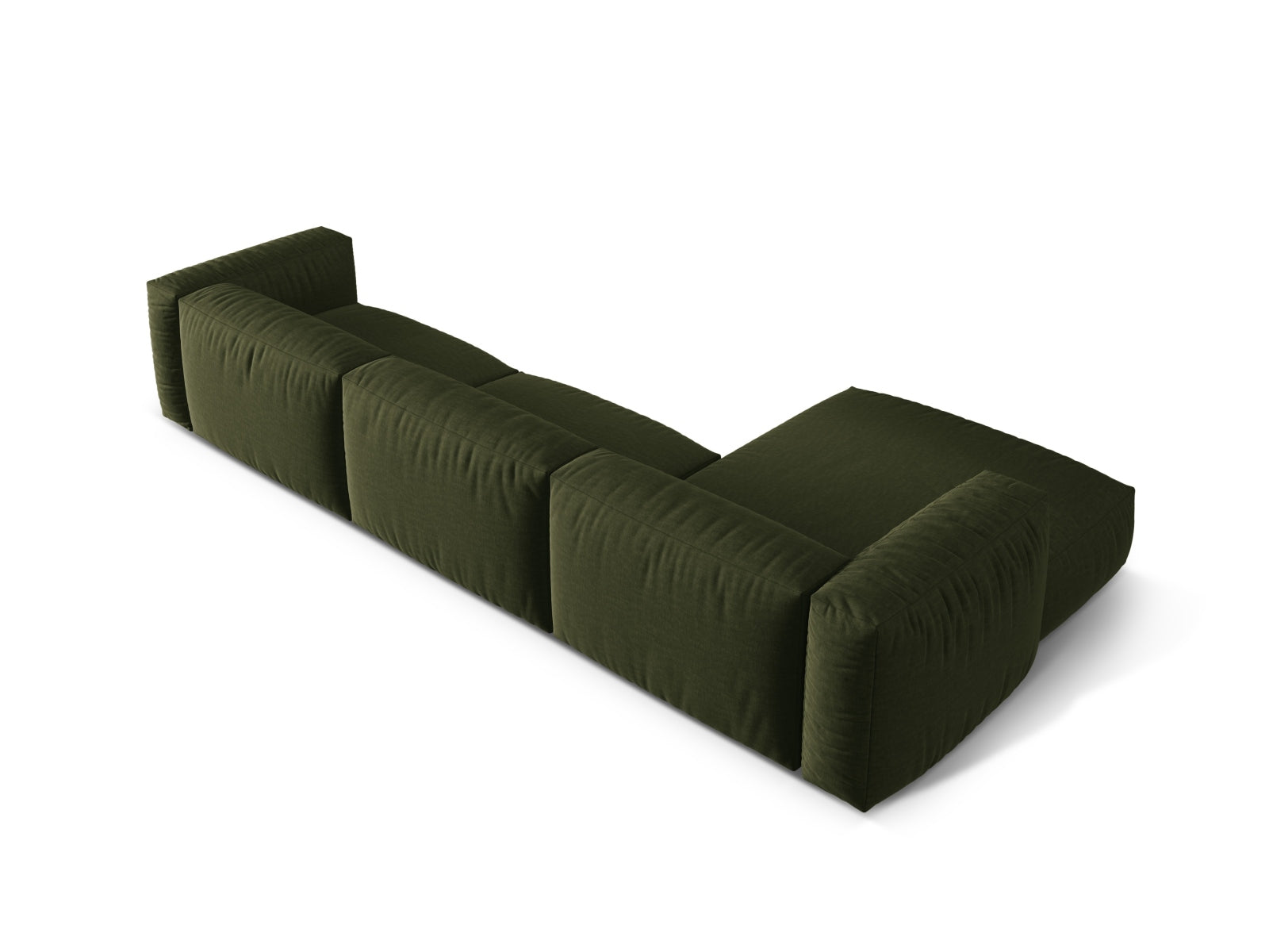 Elegantes, modulares 3-Sitzer Ecksofa Martina in frischem Grün, ideal für stilvolle Wohnräume und entspannte Stunden.