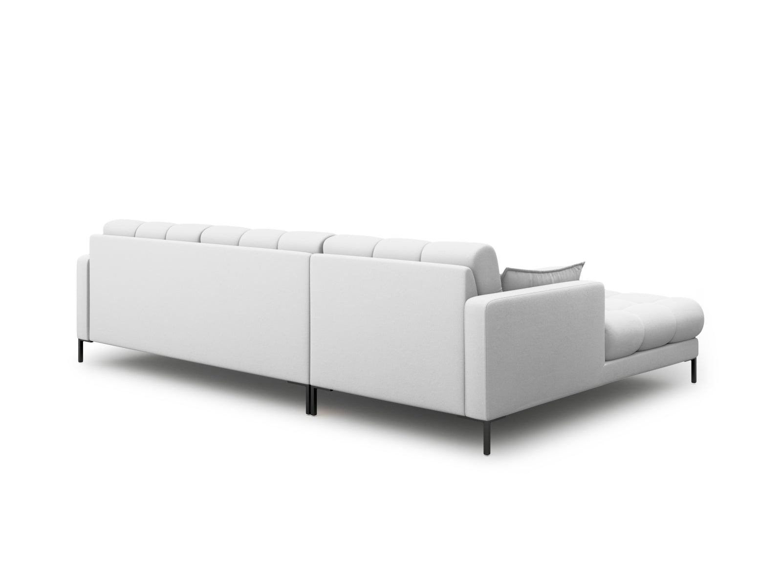 Elegantes Mamaia Ecksofa links, 5-Sitzer in trendigem Hellgrau und Schwarz, ideal für moderne Wohnräume von Micadoni.