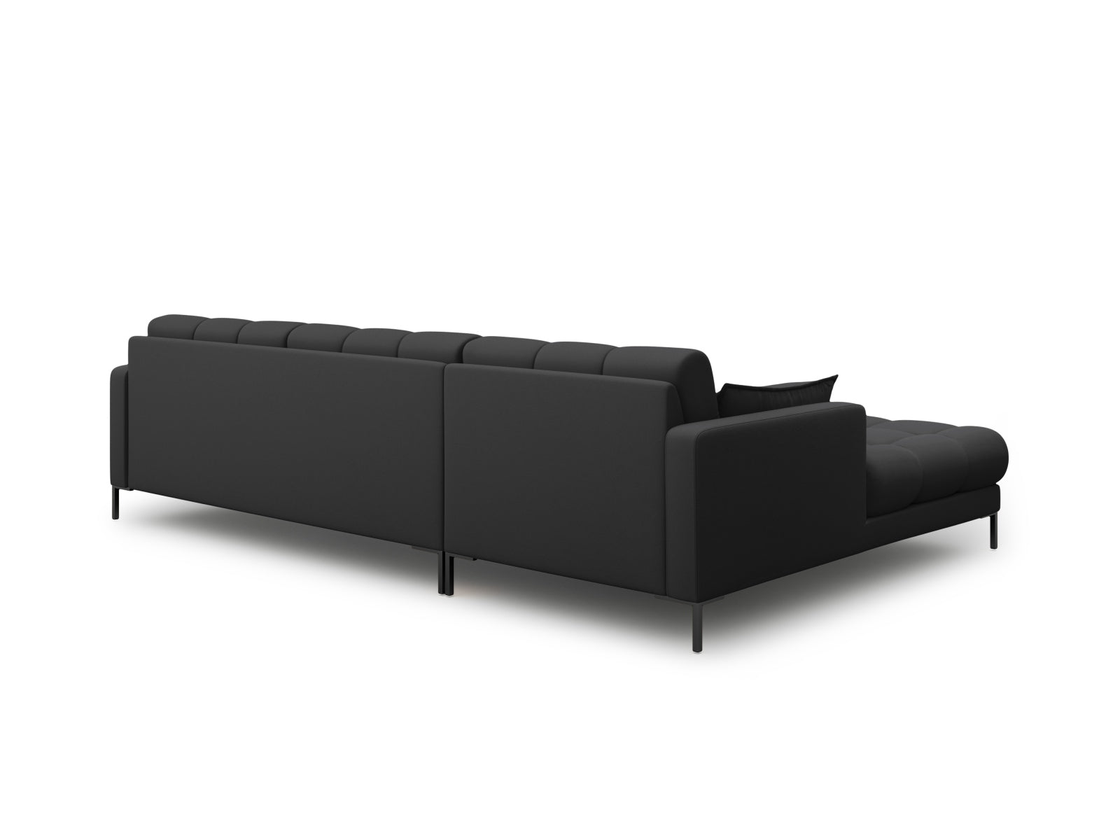 Elegantes Mamaia Ecksofa links, 5-Sitzer in zeitlosem Dunkelgrau/Schwarz, ideal für gemütliche und moderne Wohnräume.
