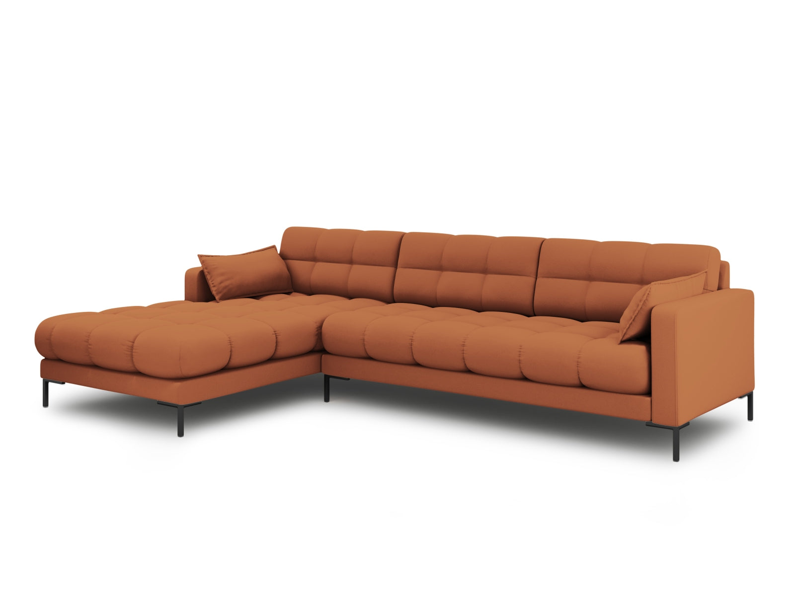 Stylisches Mamaia Ecksofa links in Brick/Schwarz-Neve, ideal für moderne Wohnräume. Komfortables 5-Sitzer Design von Micadoni.