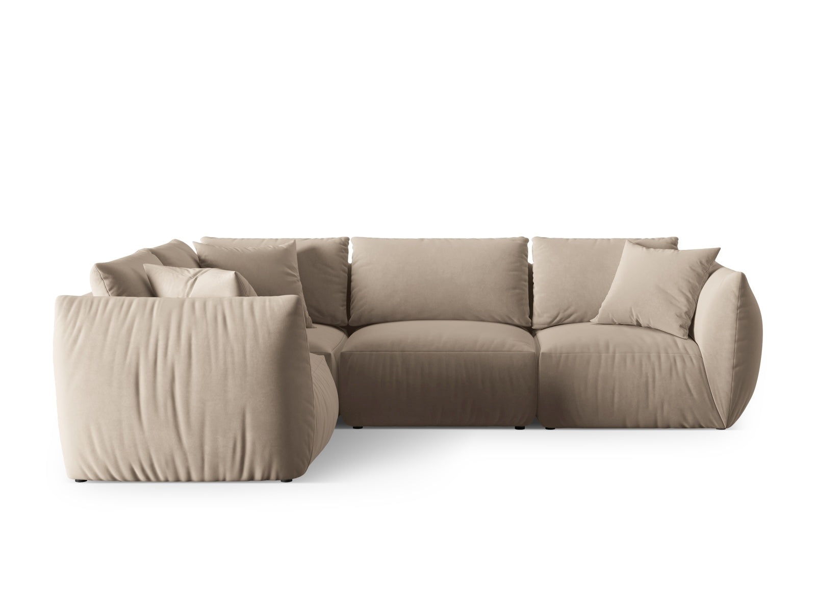Chris Velour links Ecksofa 4 Sitzer in Ecru präsentiert im Onlineshop von KAQTU Design AG. Ecksofa links ist von Micadoni