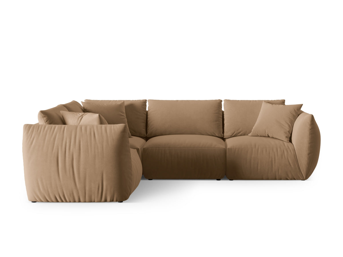 Chris Velour links Ecksofa 4 Sitzer in Sand-Casino präsentiert im Onlineshop von KAQTU Design AG. Ecksofa links ist von Micadoni