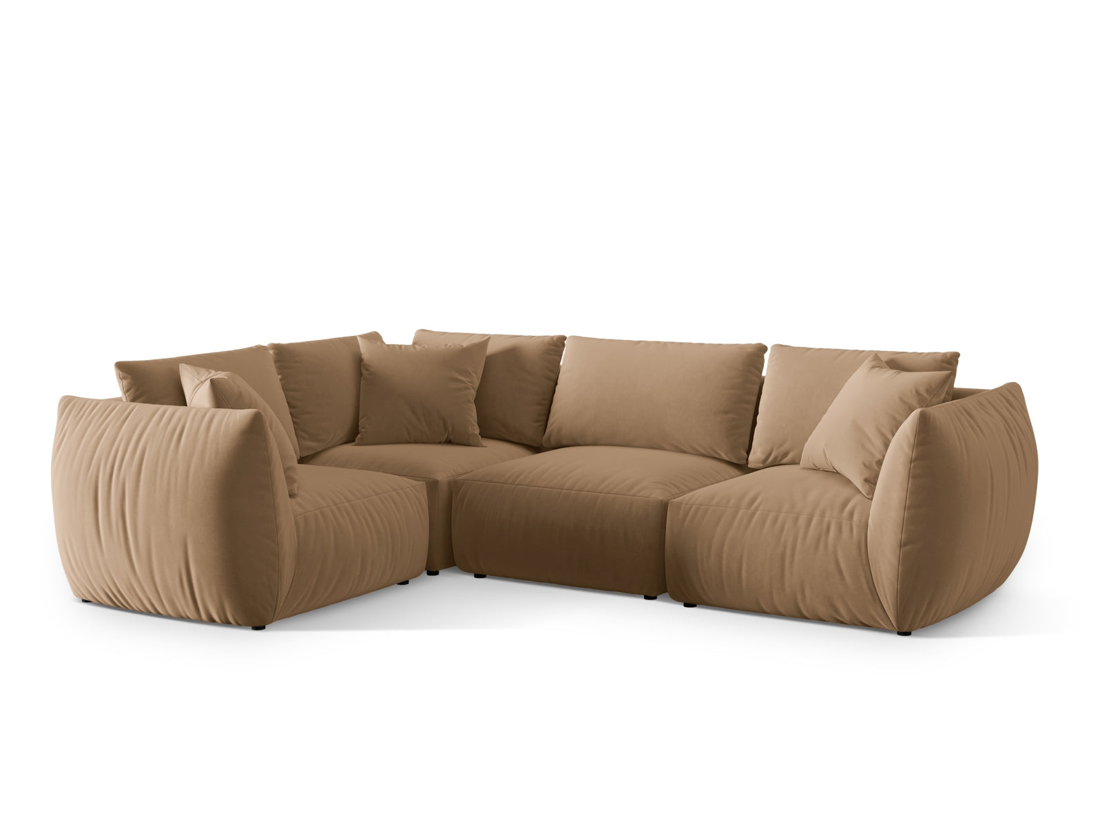 Modernes Chris Velour Ecksofa in Sand-Casino, linksseitig, bietet Platz für 4 Personen und verleiht jedem Raum eine elegante Note.