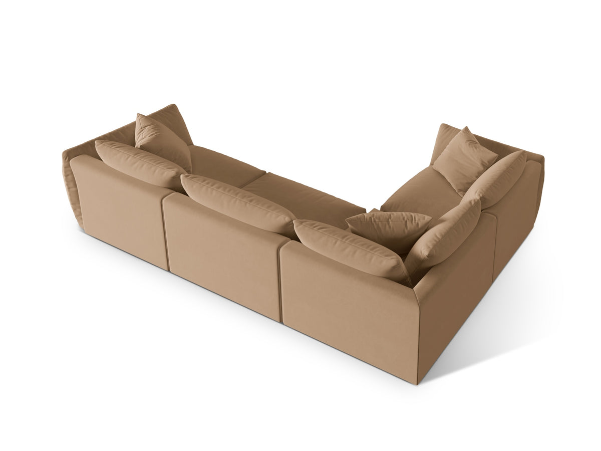 Chris Velour links Ecksofa 4 Sitzer in Sand-Casino präsentiert im Onlineshop von KAQTU Design AG. Ecksofa links ist von Micadoni