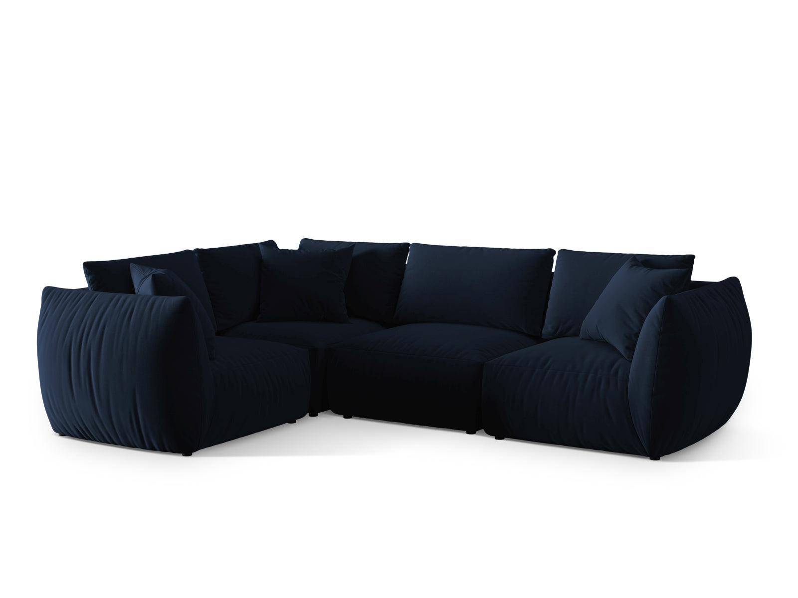 Modernes Chris Velour Ecksofa in Royal Blue, linksseitig, bietet Platz für 4 Personen und verleiht jedem Raum einen Hauch von Eleganz.