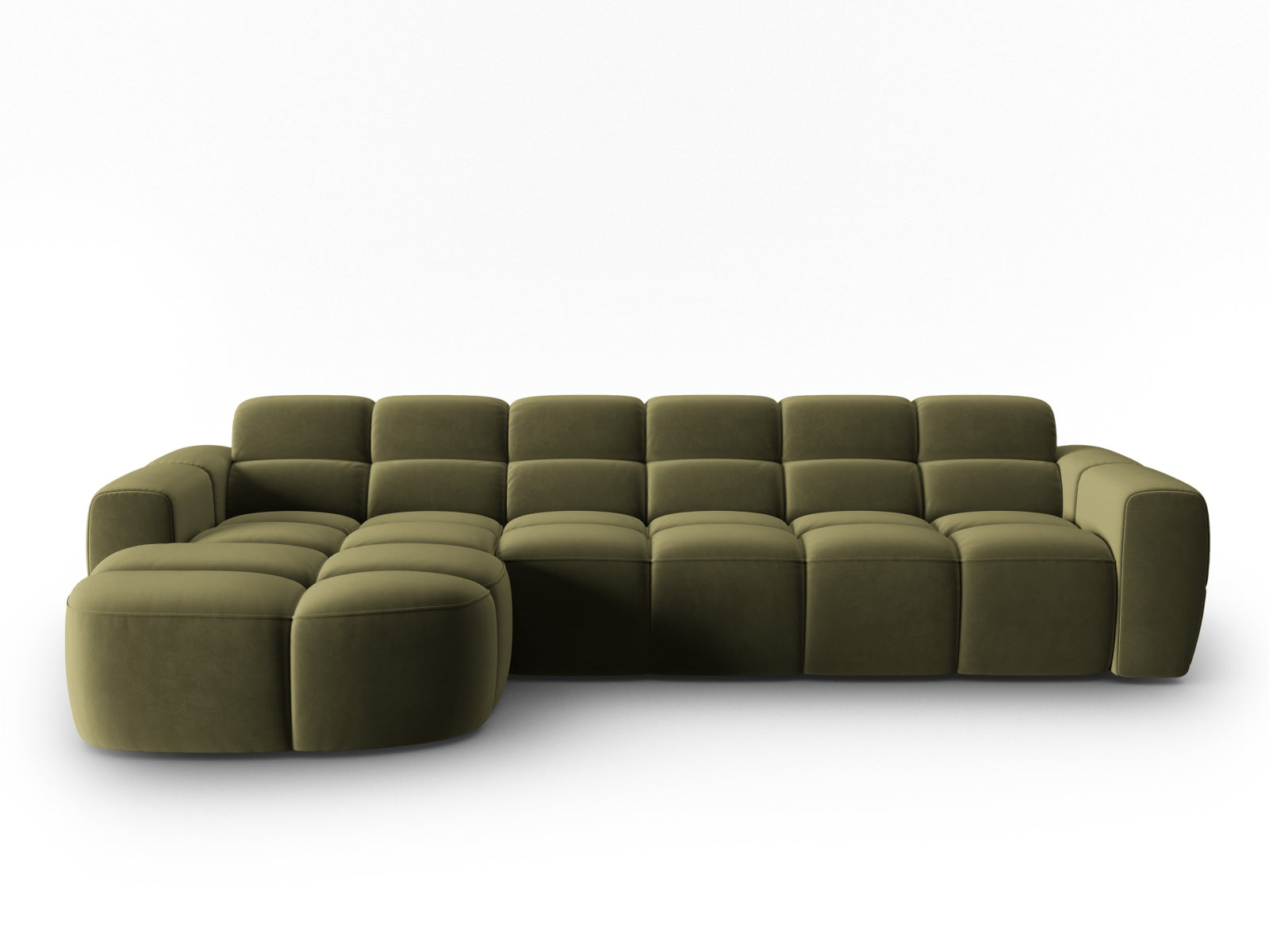 Lisa Velour links Ecksofa 4 Sitzer in Light Green präsentiert im Onlineshop von KAQTU Design AG. Ecksofa links ist von Micadoni