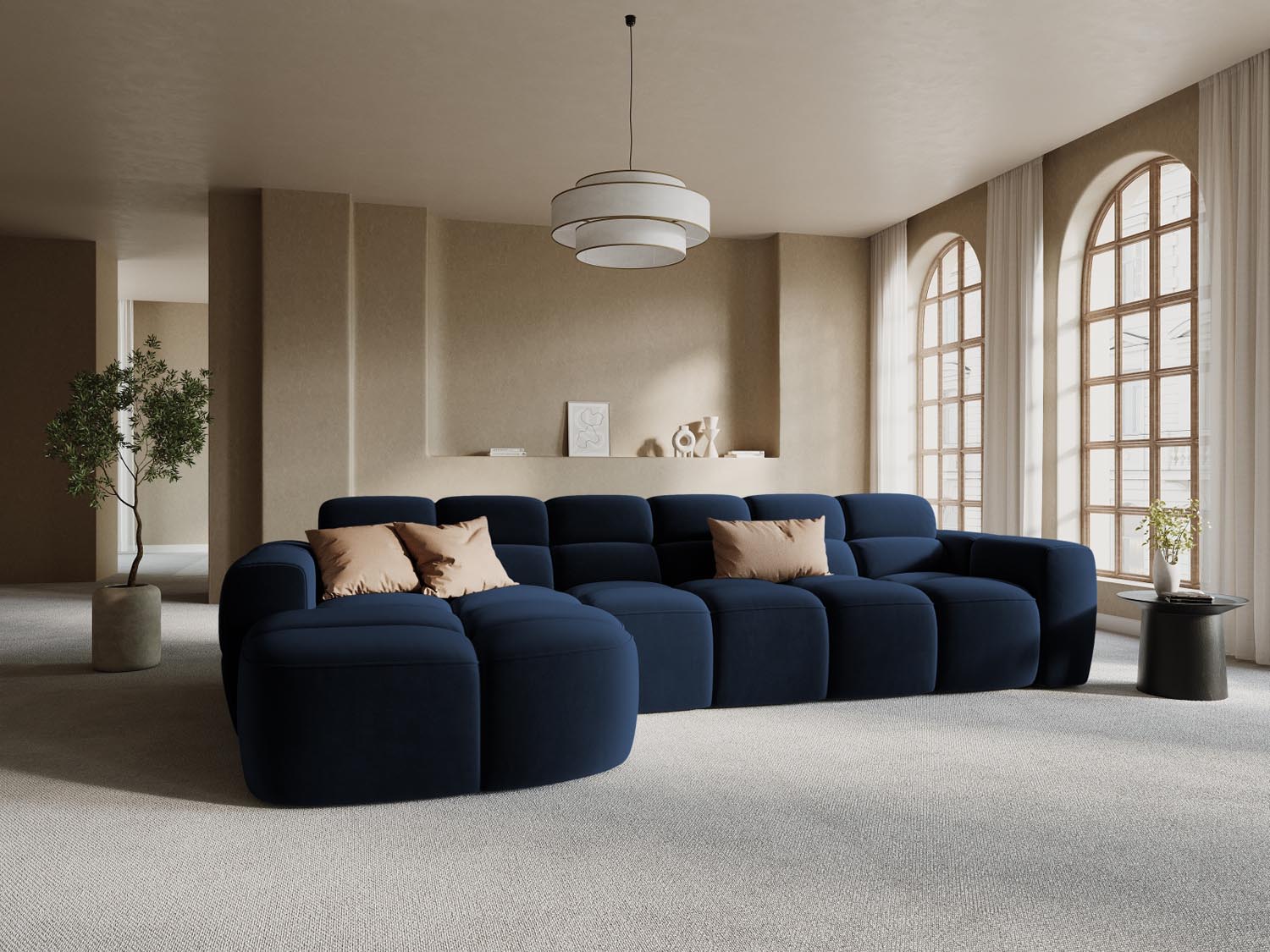 Erleben Sie das stilvolle Lisa Velour Ecksofa links von Micadoni. Dieses 4-Sitzer Sofa vereint modernen Komfort und elegantes Design für Ihr Wohnzimmer.