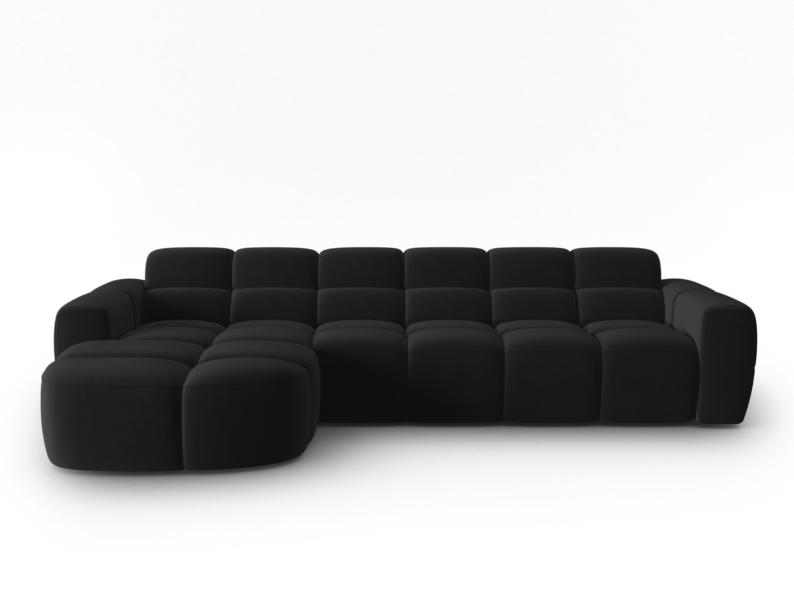 Lisa Velour links Ecksofa 4 Sitzer in Black präsentiert im Onlineshop von KAQTU Design AG. Ecksofa links ist von Micadoni