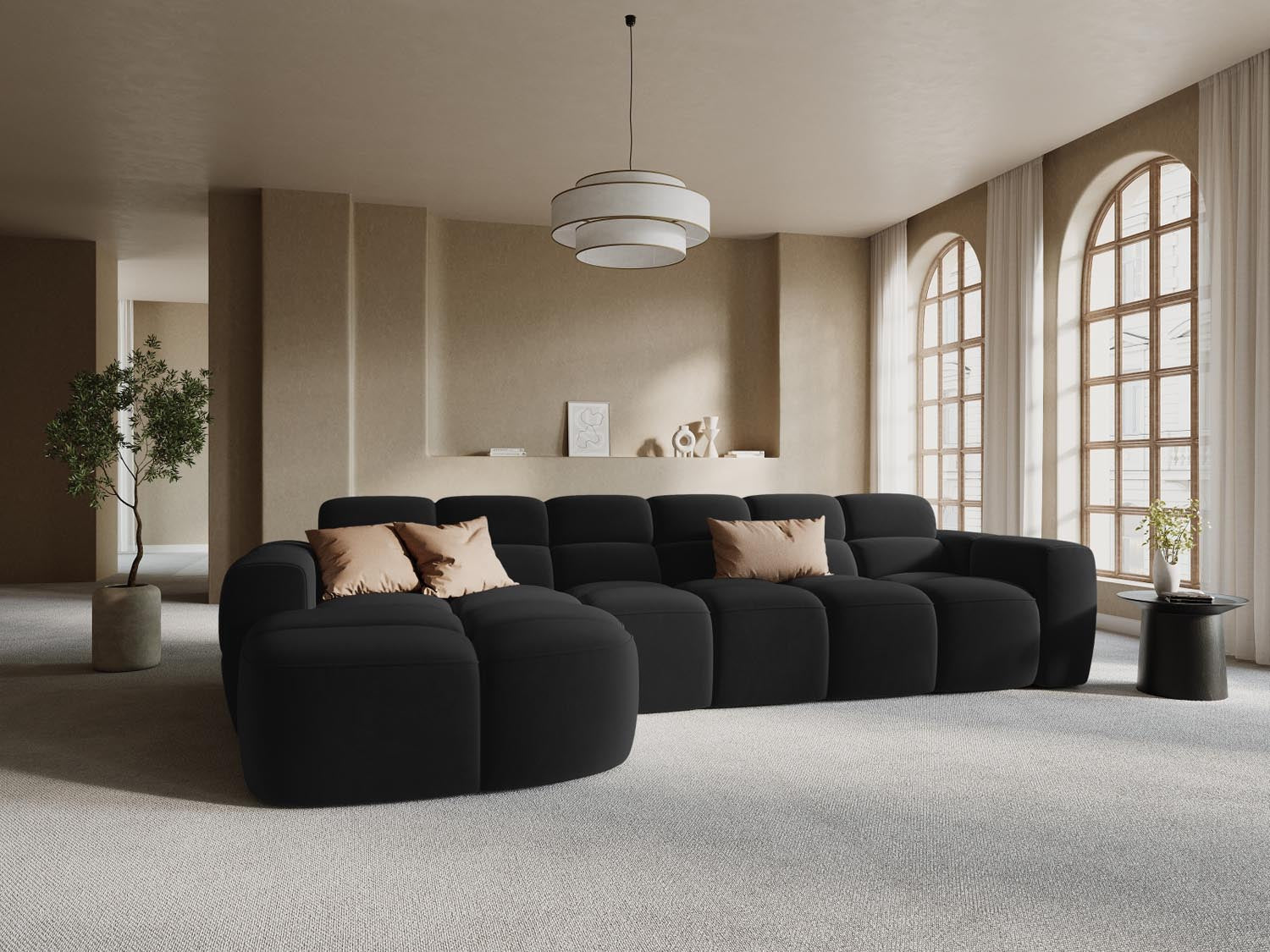 Erleben Sie das stilvolle Lisa Velour Ecksofa links von Micadoni. Dieses 4-Sitzer Sofa vereint Komfort und modernes Design für Ihr Wohnzimmer.