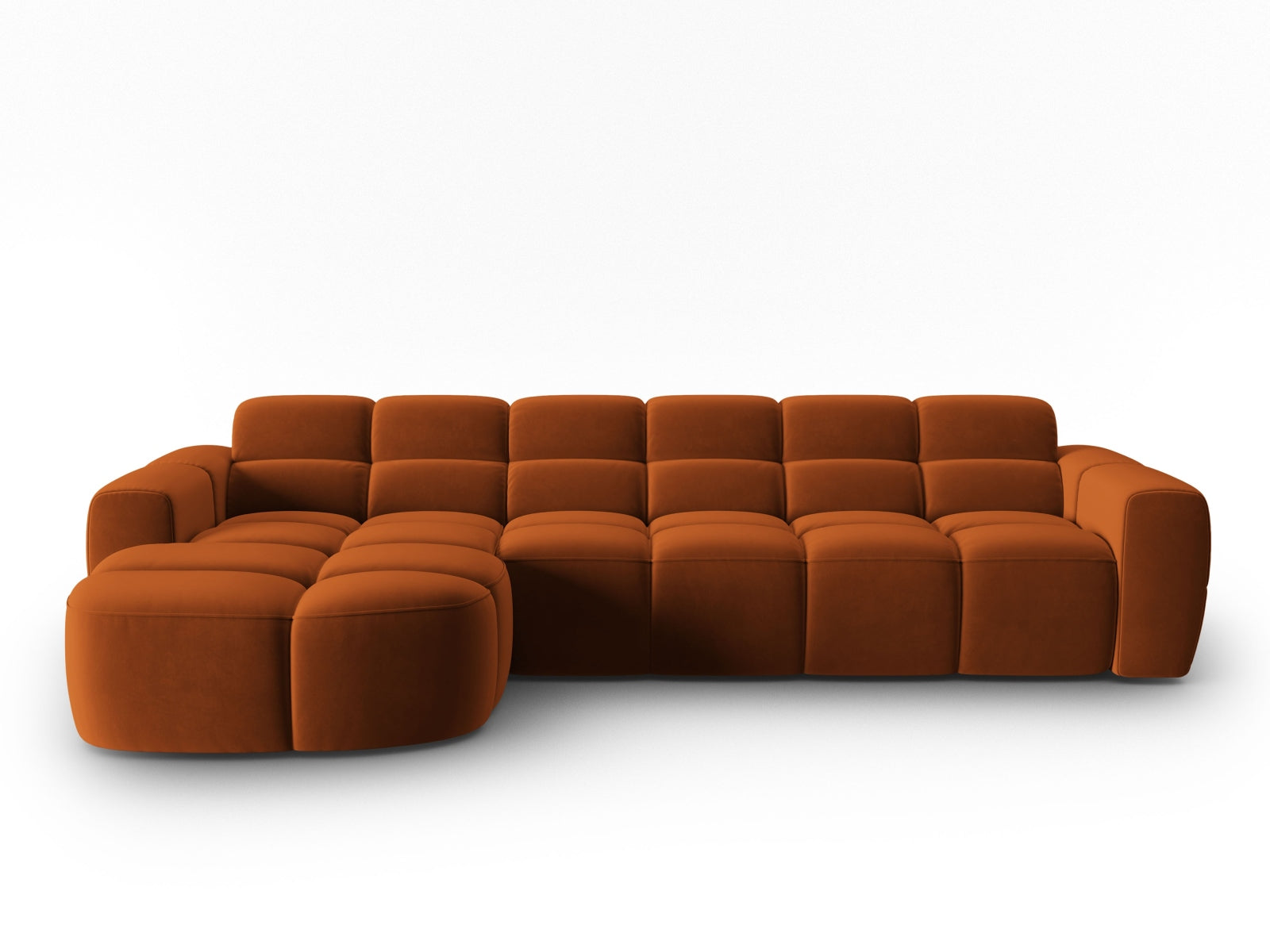 Lisa Velour links Ecksofa 4 Sitzer in Terracotta präsentiert im Onlineshop von KAQTU Design AG. Ecksofa links ist von Micadoni