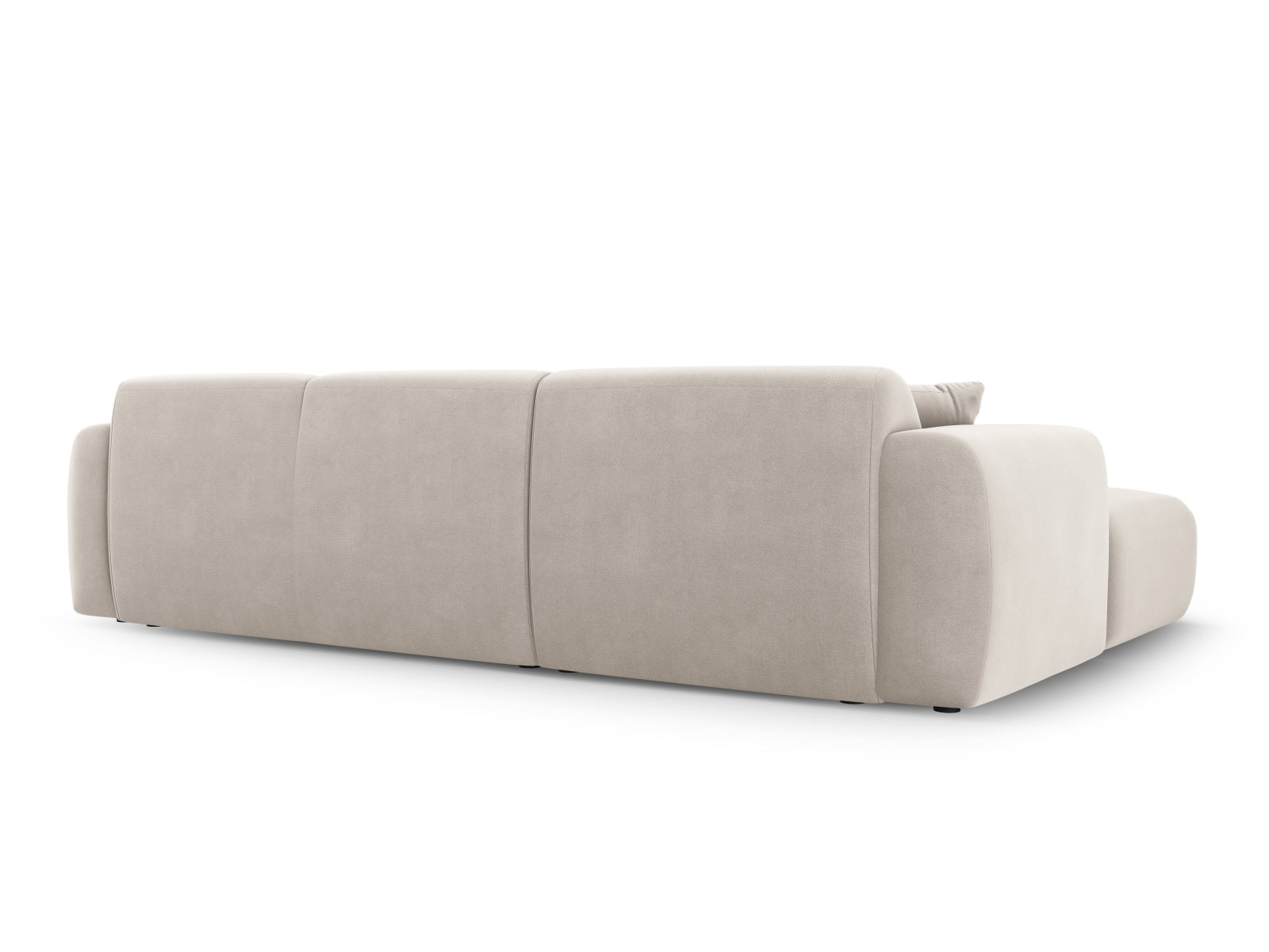 Modernes 4-Sitzer Ecksofa Molino Velour in sanftem Beige, linksseitig, perfekt für gemütliche und stilvolle Wohnbereiche.