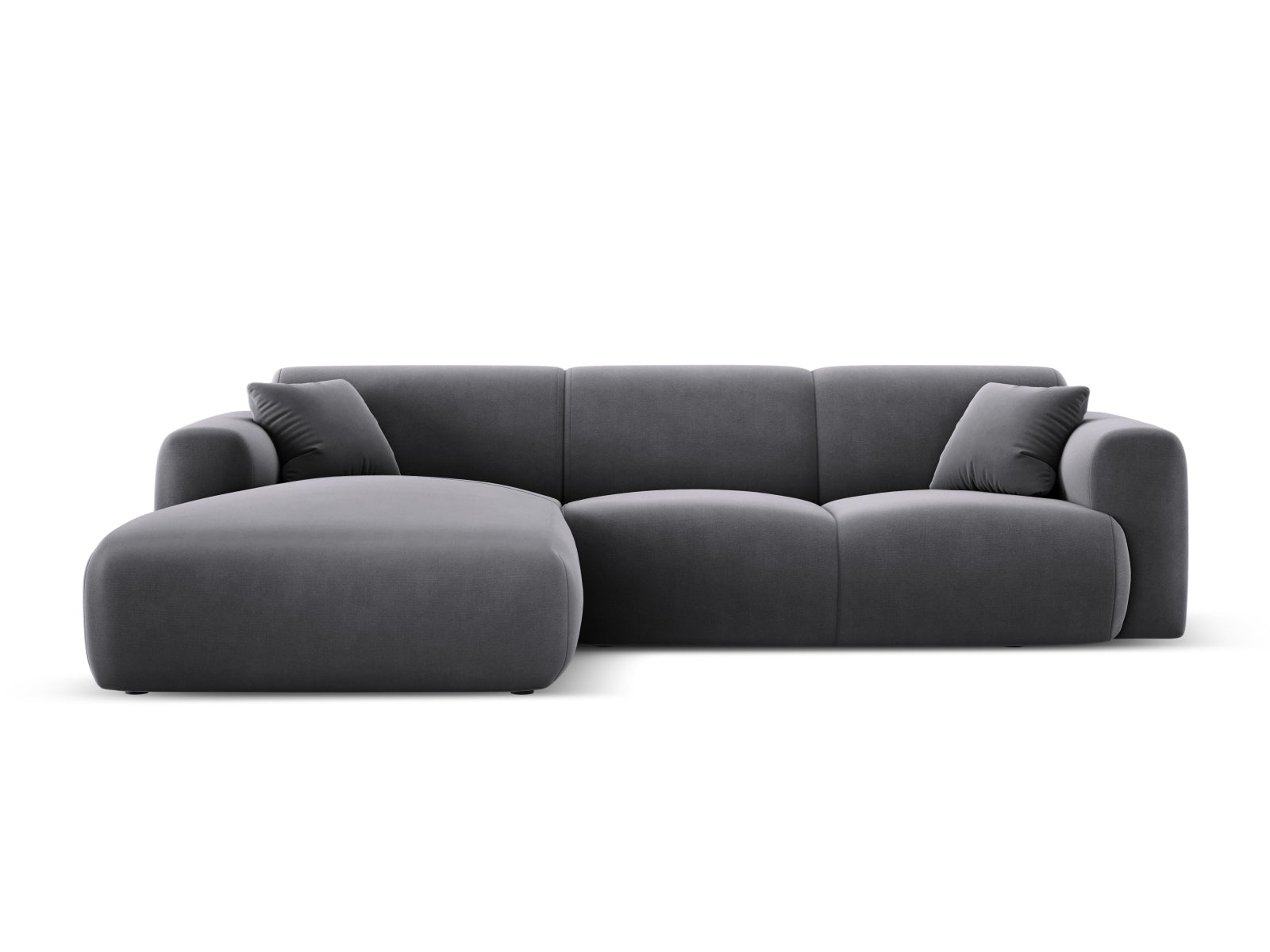 Molino Velour links Ecksofa 4 Sitzer in Dark Grey-Casino präsentiert im Onlineshop von KAQTU Design AG. L-Sofa links ist von Micadoni