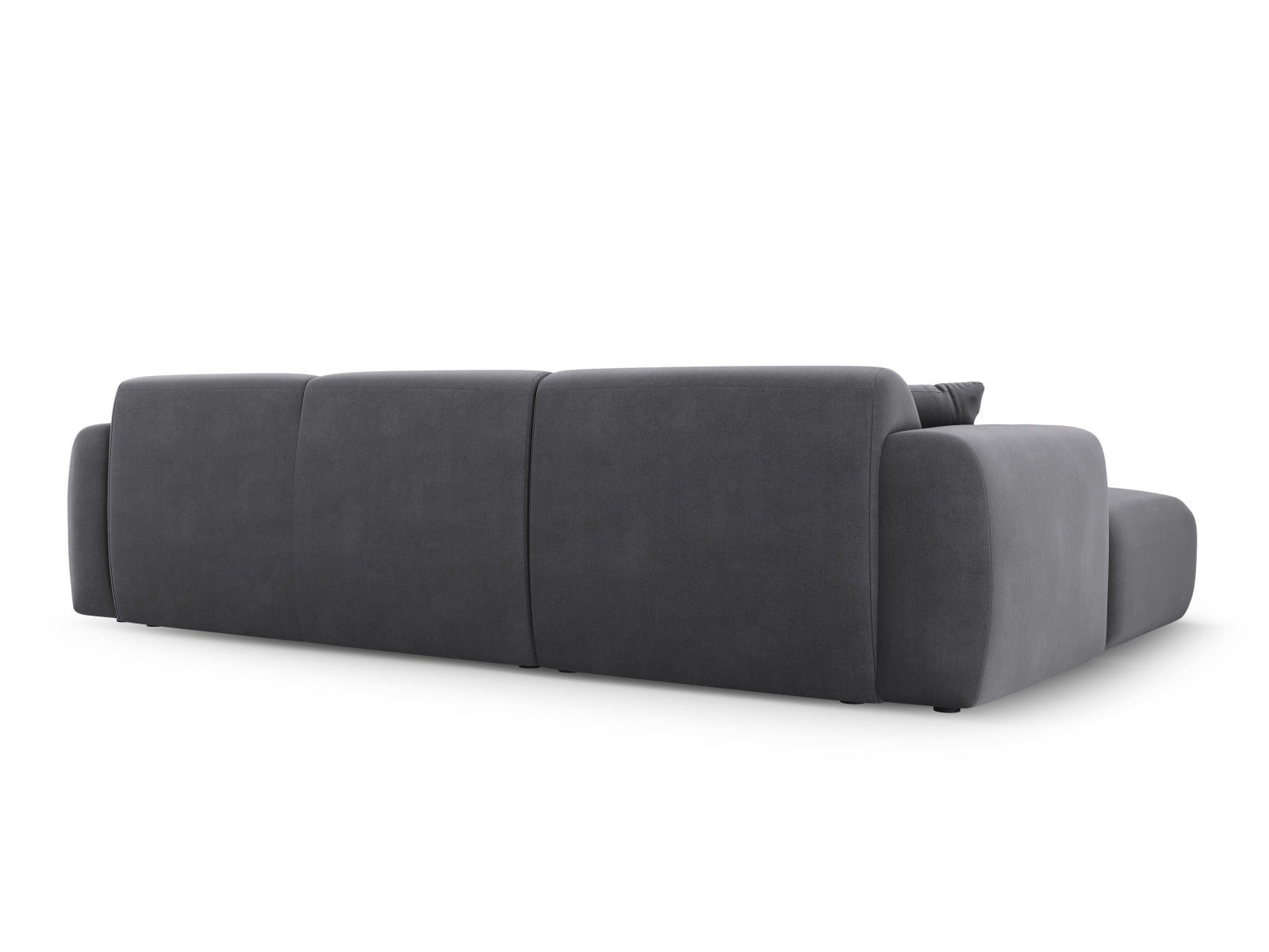 Modernes 4-Sitzer Ecksofa Molino Velour in edlem Dunkelgrau, linksseitig, perfekt für gemütliche und stilvolle Wohnambiente.