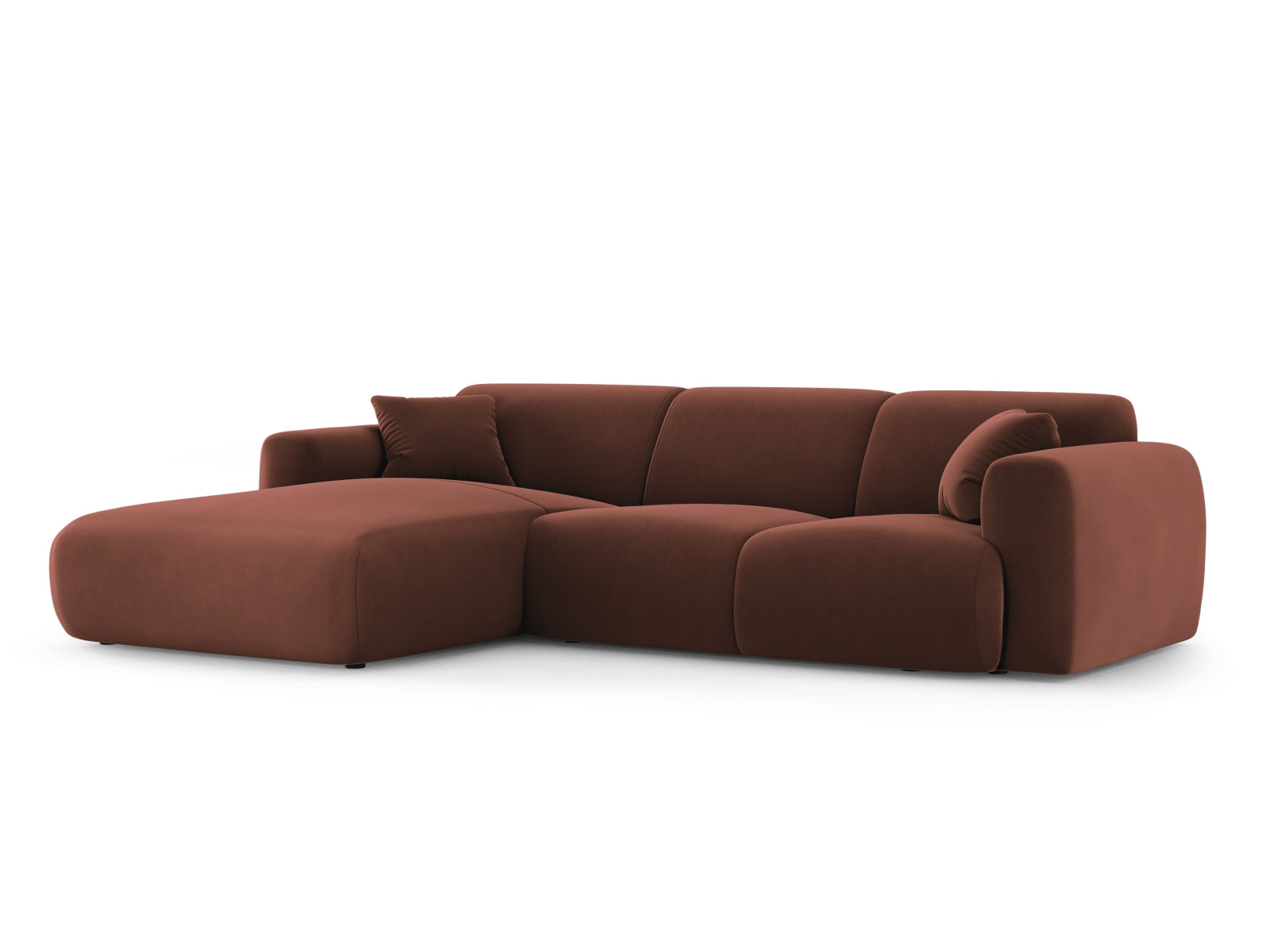 Elegantes Molino Velour Ecksofa in Cuoio-Casino, linksseitig, ideal für stilvolle Wohnräume. 4-Sitzer von Micadoni.
