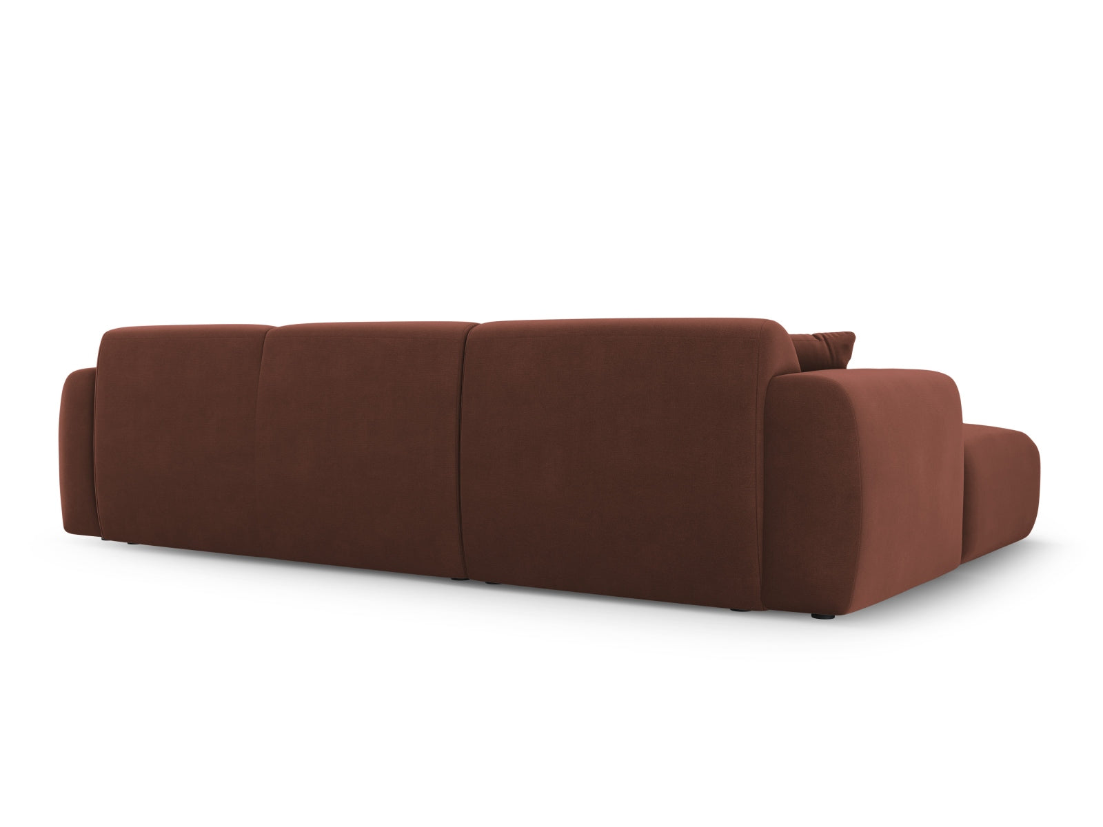 Modernes 4-Sitzer Ecksofa Molino Velour in Cuoio-Casino, linksseitig, perfekt für gemütliche und stilvolle Wohnbereiche.