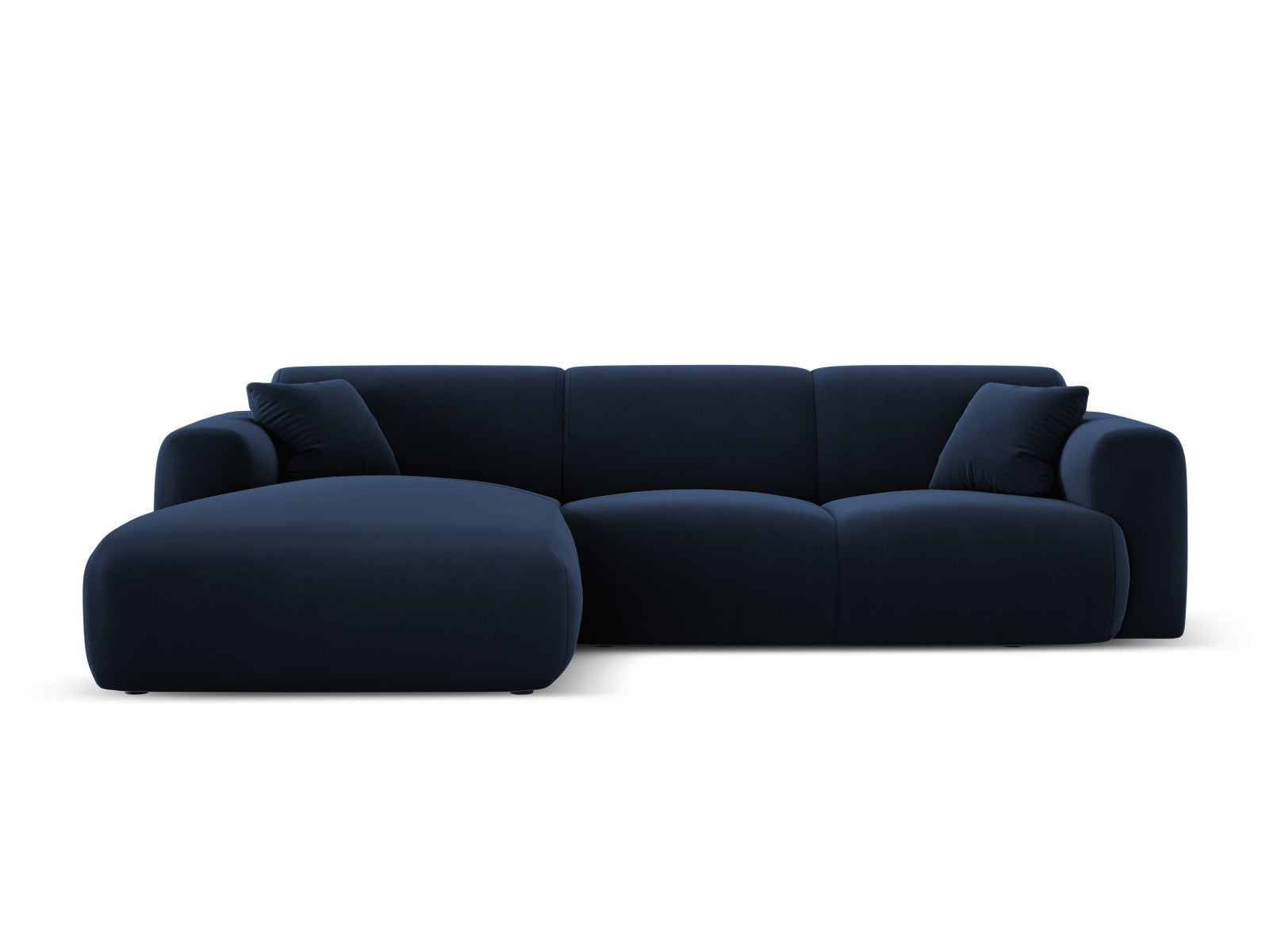 Elegantes Molino Velour Ecksofa in Royal Blue, linksseitig, 4-Sitzer von Micadoni, ideal für stilvolle Wohnräume.