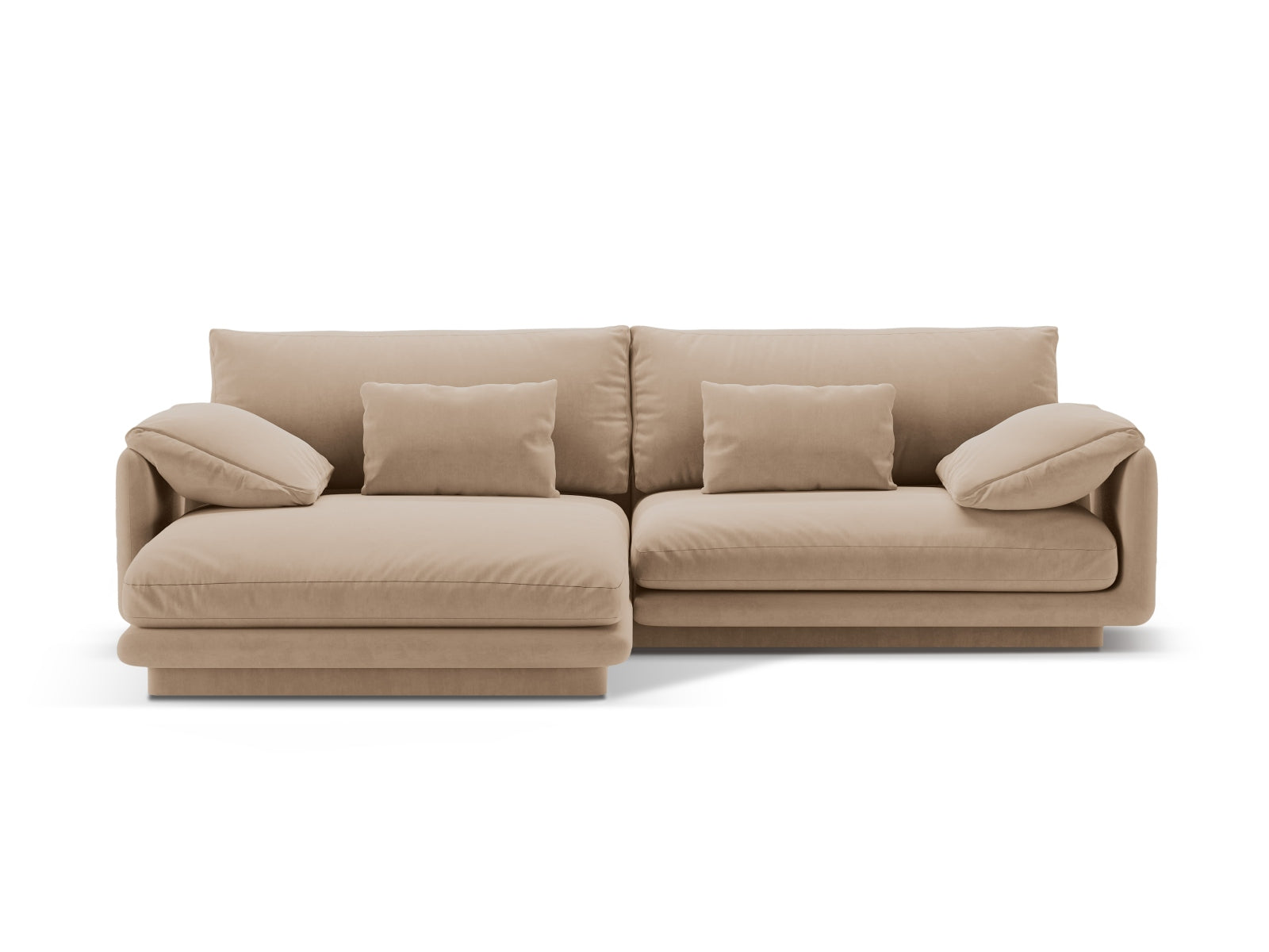 Torino Velour links Ecksofa 4 Sitzer in Sand präsentiert im Onlineshop von KAQTU Design AG. Ecksofa links ist von Micadoni