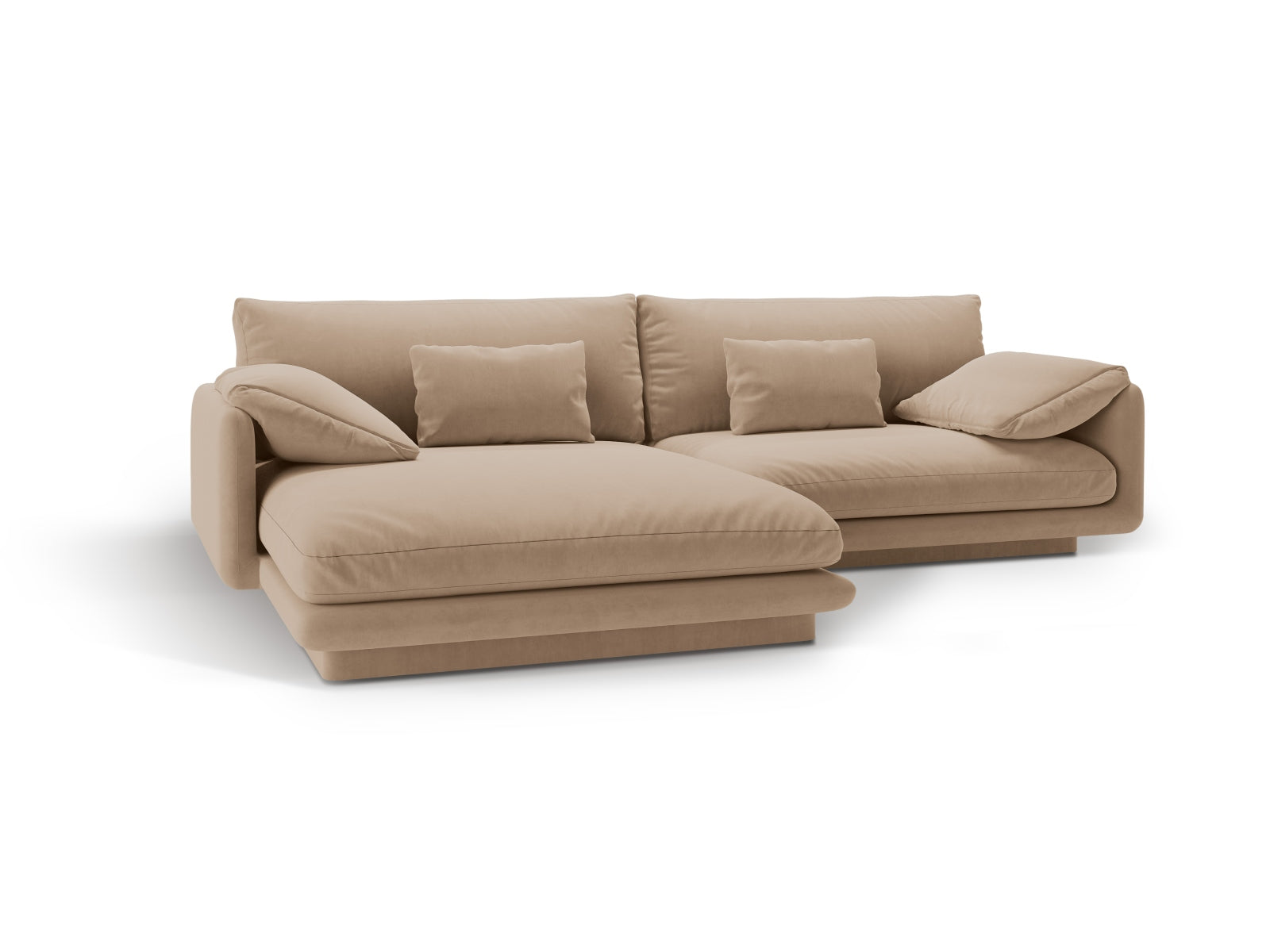 Elegantes Torino Velour Ecksofa in Sand-Casino, linksseitig, 4-Sitzer von Micadoni, ideal für stilvolle Wohnräume und Entspannung.
