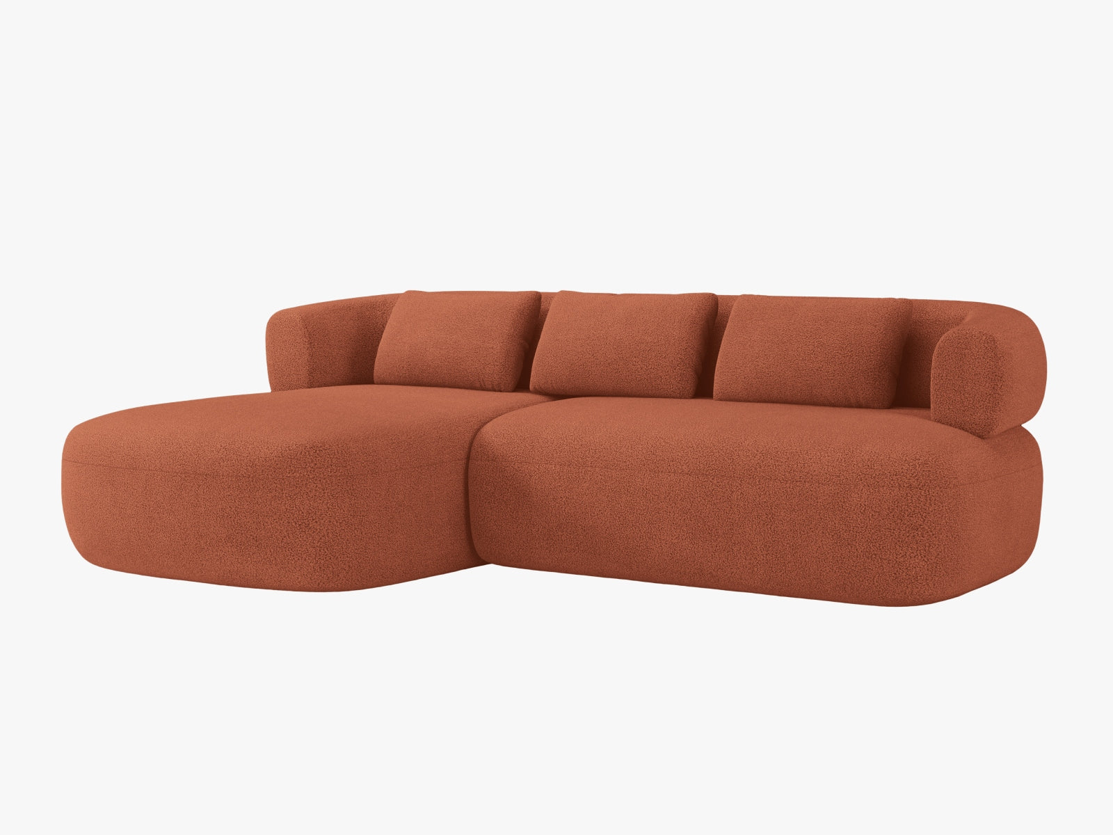 Stylisches Jenny Ecksofa links, 5-Sitzer in modernem Brick-Design, ideal für gemütliche Wohnräume, erhältlich bei KAQTU Design AG.