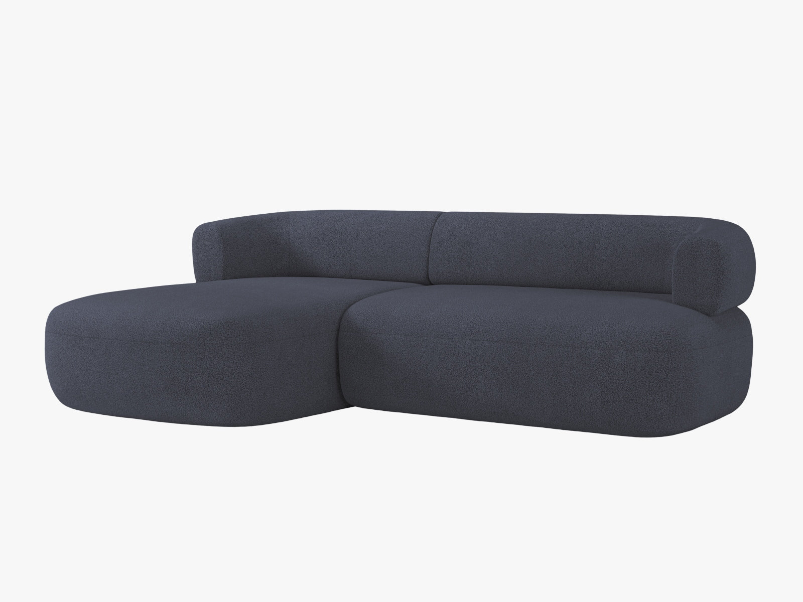 Modernes 5-Sitzer Ecksofa Jenny links in tiefem Blau, perfekt für gemütliche Wohnzimmer. Hochwertige Materialien und stilvolles Design von Micadoni.