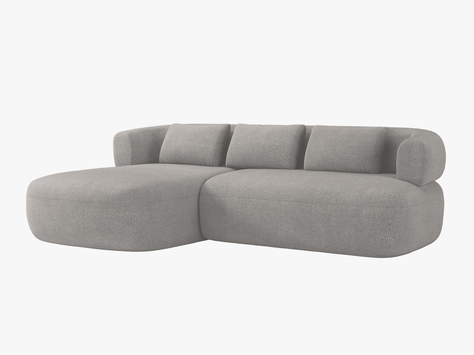 Modernes Jenny Ecksofa links, 5-Sitzer in hellem Grau, stilvolles Design von Micadoni, ideal für gemütliche Wohnräume.