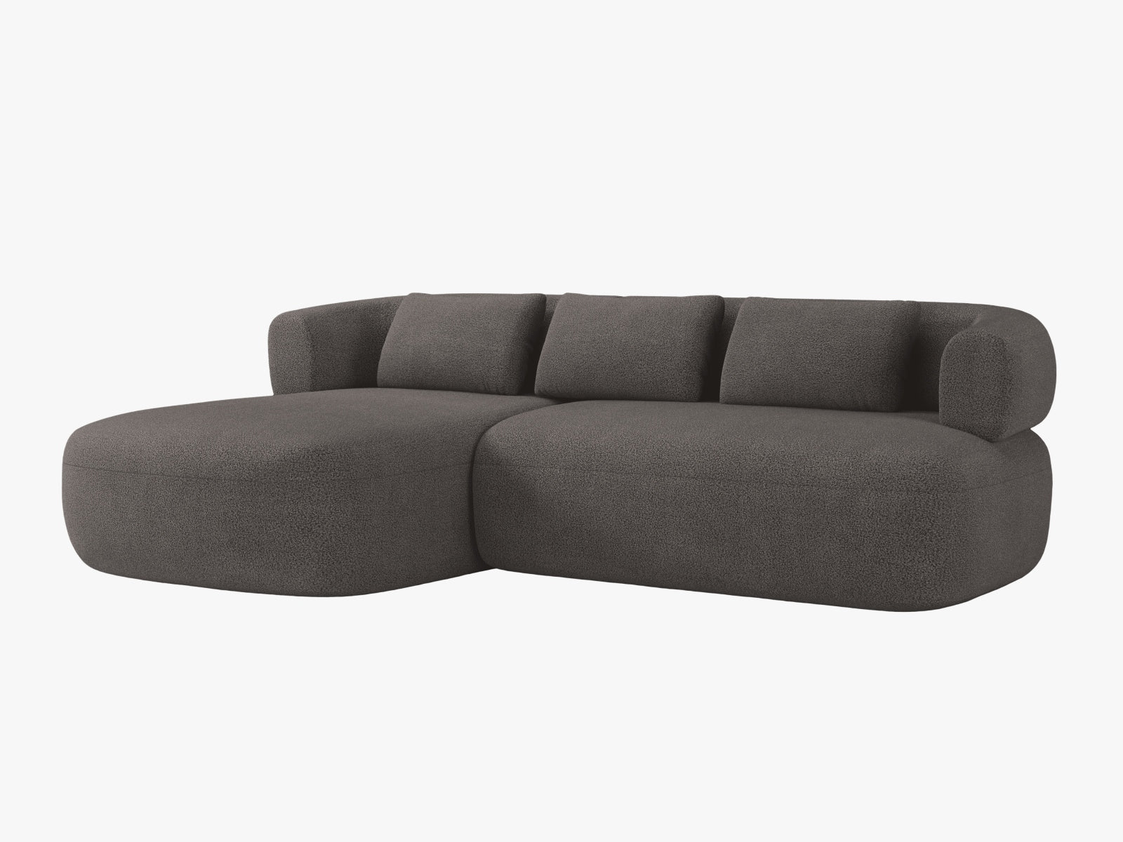 Stylisches Jenny Ecksofa links, 5-Sitzer in elegantem Grau, ideal für moderne Wohnräume. Hochwertige Verarbeitung von Micadoni.