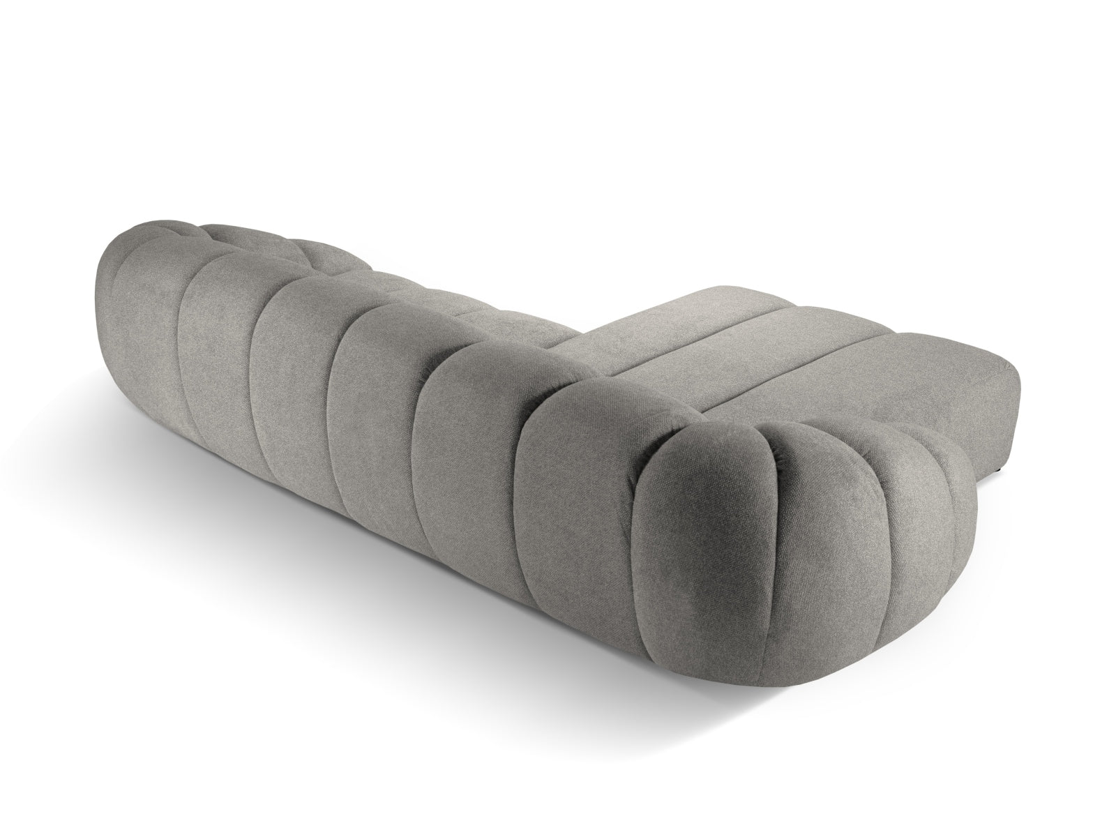 Modernes L-Sofa Diana links in sanftem Grau, perfekt für gemütliche Wohnräume. Bietet großzügigen Platz und zeitgemäßen Stil.