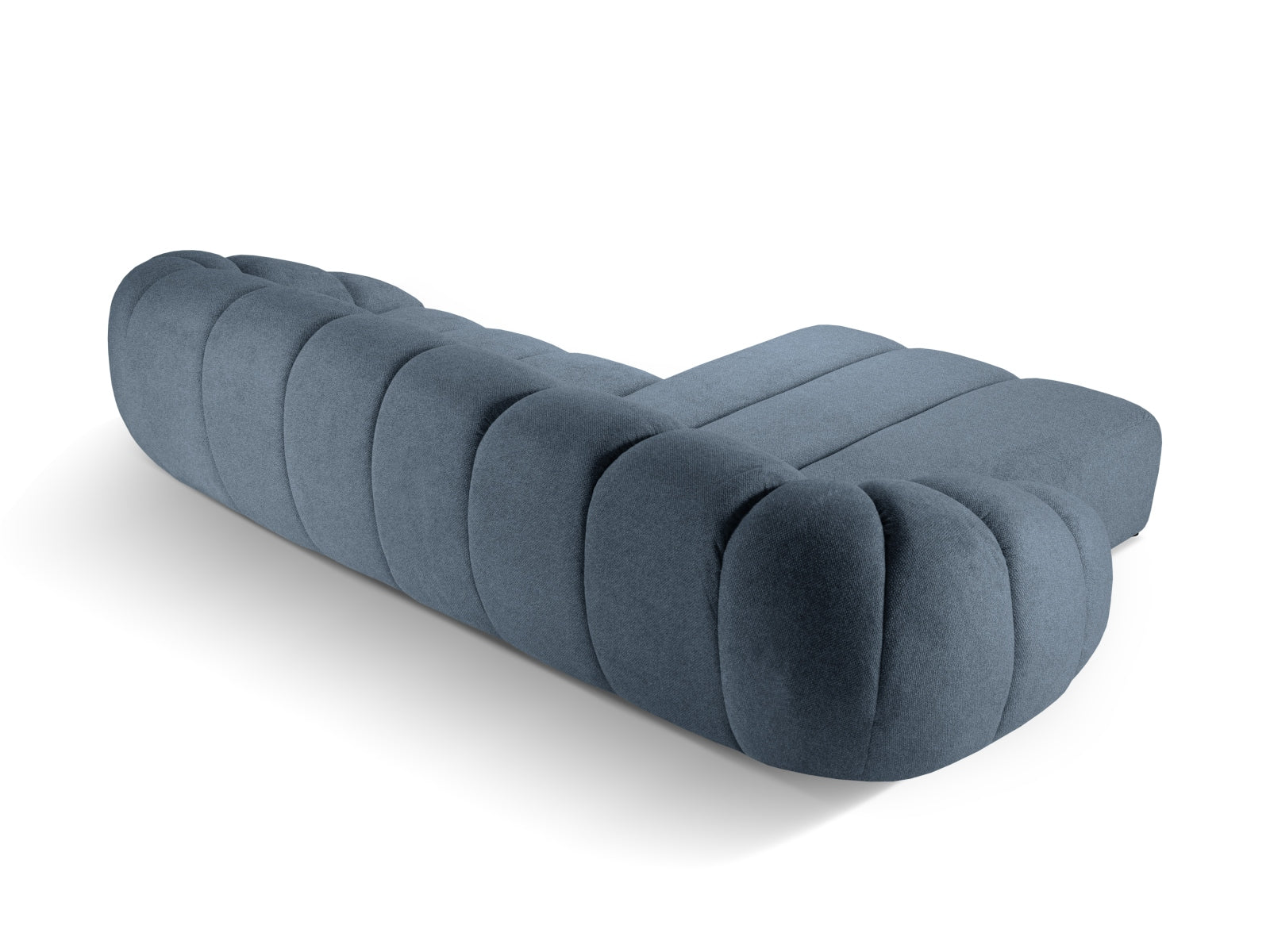 Elegantes 4-Sitzer Ecksofa Diana links in modischem Blue Jeans-Bubble, ideal für stilvolle Wohnräume und entspannte Abende.