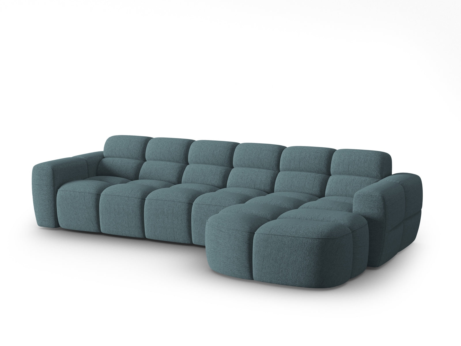 Entdecken Sie das elegante Lisa Ecksofa links 4 Sitzer von Micadoni. Hochwertiger Velours und modernes Design verwandeln Ihr Zuhause in eine Wohlfühloase.