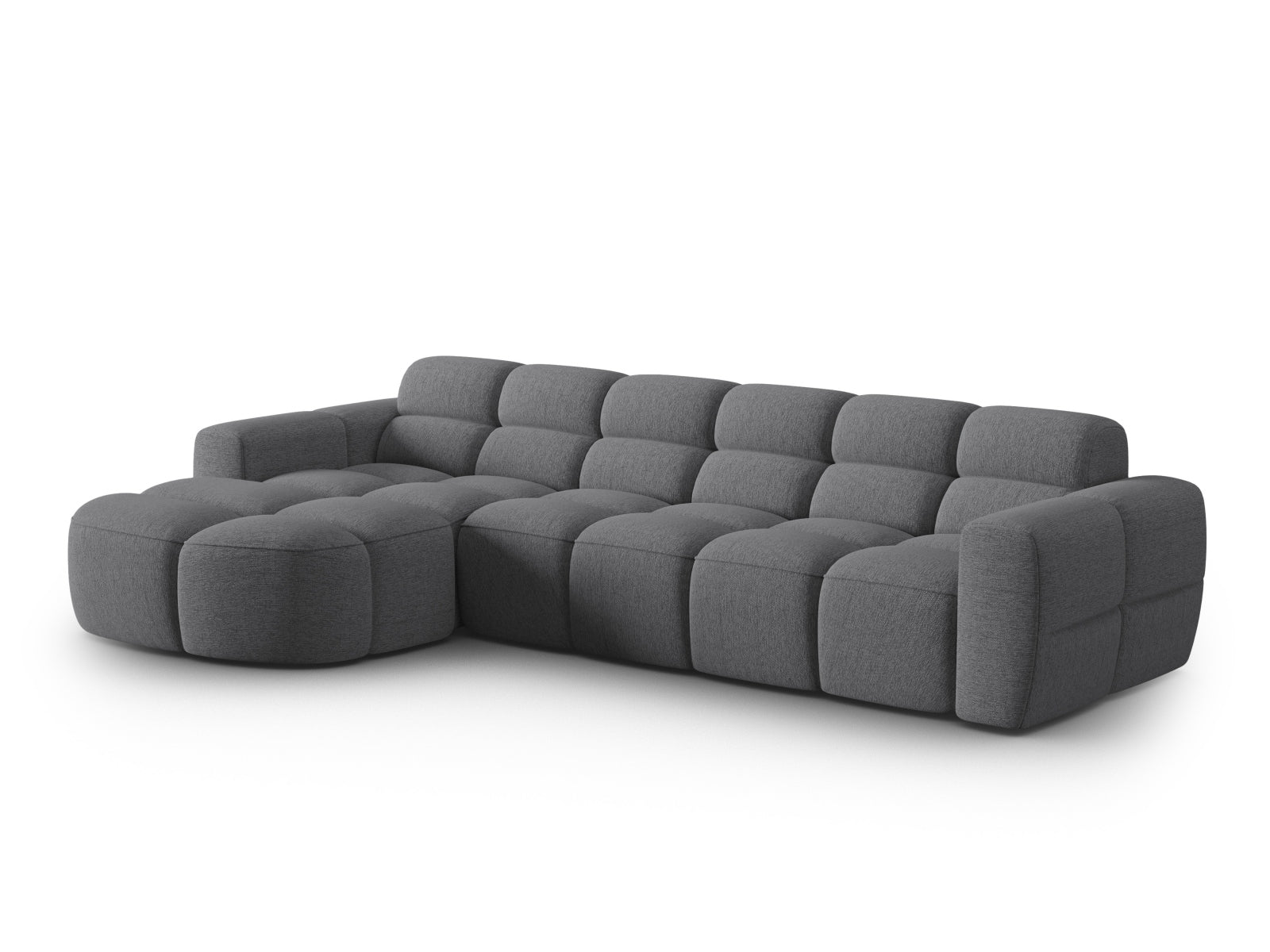 Erleben Sie das stilvolle Lisa Ecksofa links 4 Sitzer von Micadoni. Mit edlem Velours und zeitgemässem Design wird Ihr Wohnraum zum Highlight.