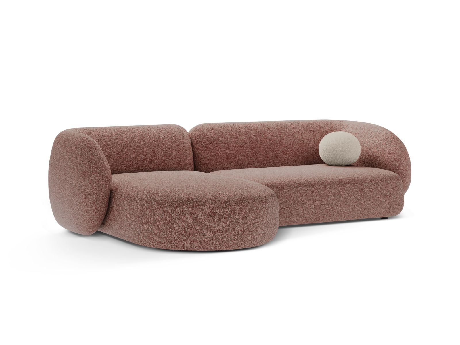 Modulares 3-Sitzer Ecksofa links Kate in stilvollem Pink Melange, ideal für moderne Wohnräume, präsentiert von Micadoni.