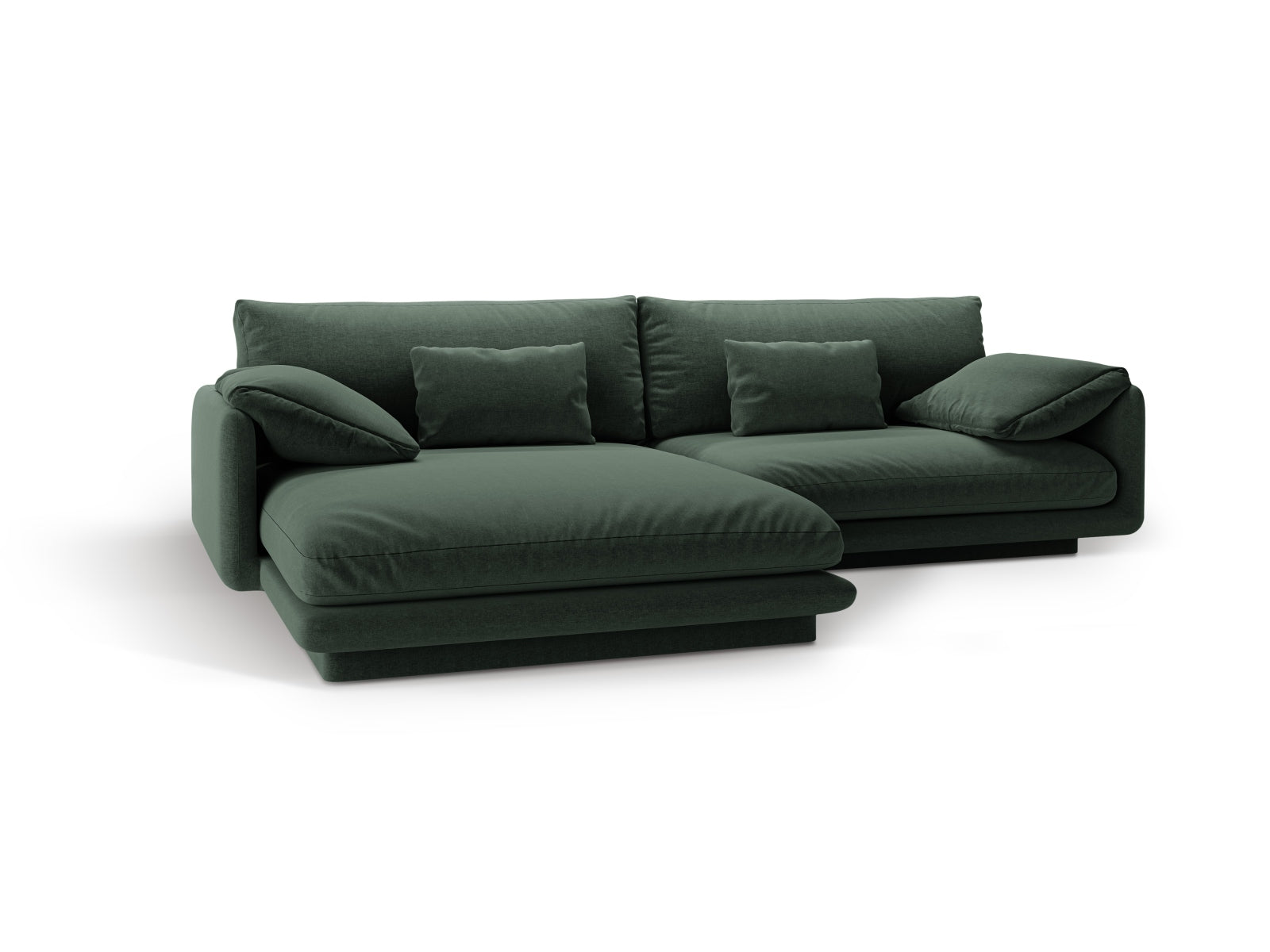 Stylisches Torino Ecksofa links in einem eleganten Moss Green, 4-Sitzer von Micadoni, ideal für komfortable Wohnräume.