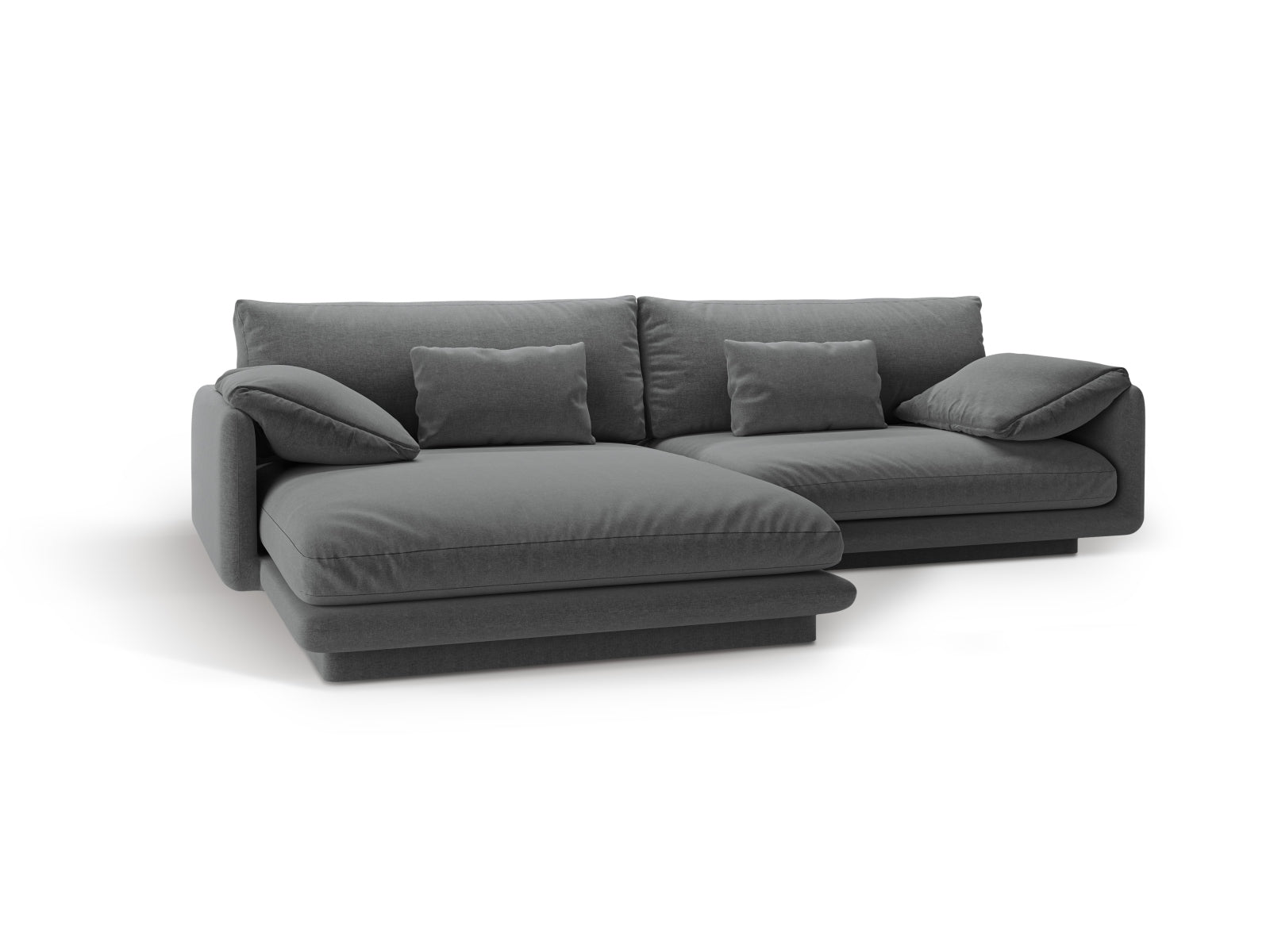 Erleben Sie das Torino Ecksofa links von Micadoni – ein stilvolles 4-Sitzer Velourssofa, das Komfort und modernes Design perfekt kombiniert.