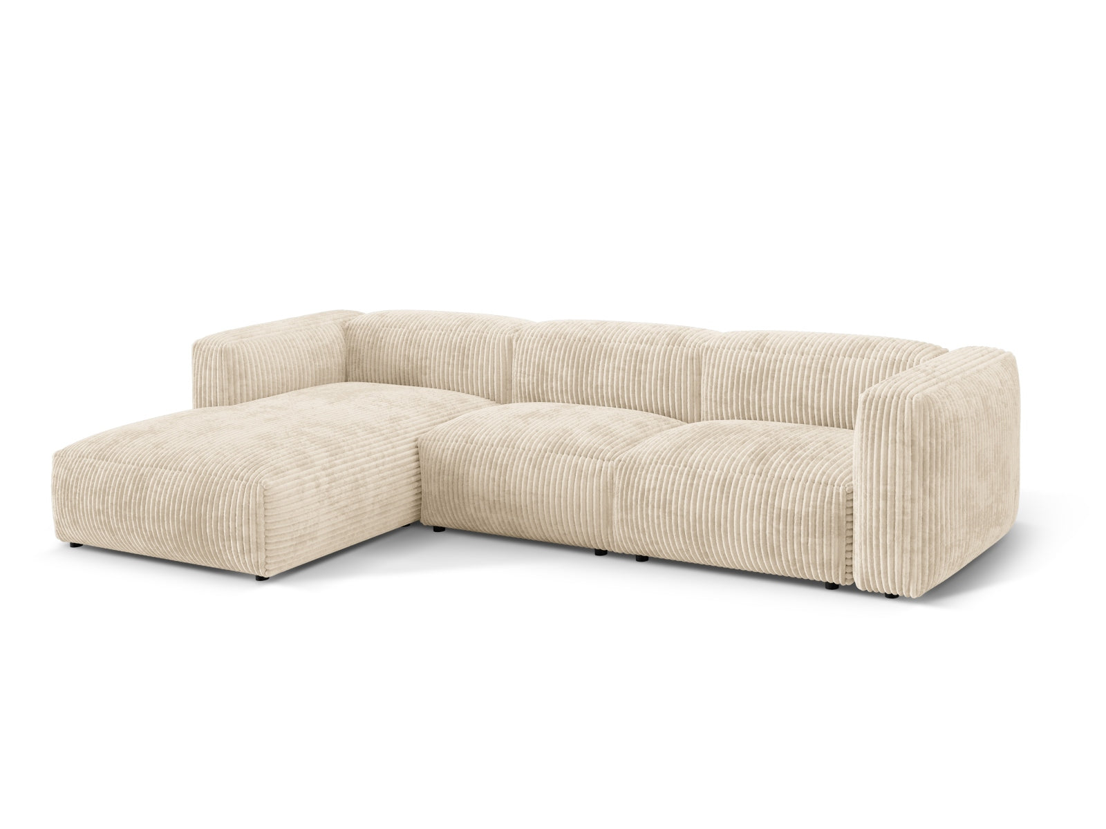 Elegantes Martina Ecksofa in Light Beige-Tilia, ideal für stilvolle Wohnräume. Modulares Design für individuelle Anpassung.