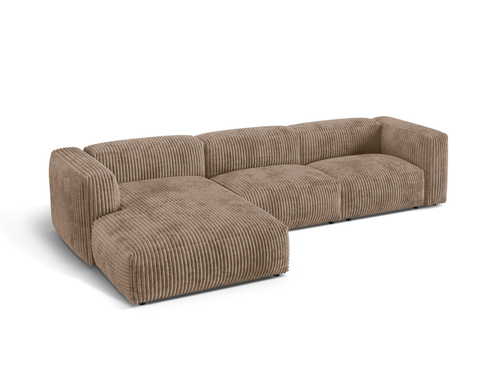 Modernes 3-Sitzer Ecksofa Martina in Acorn-Tilia, linksseitig, perfekt für gemütliche und stilvolle Wohnbereiche.