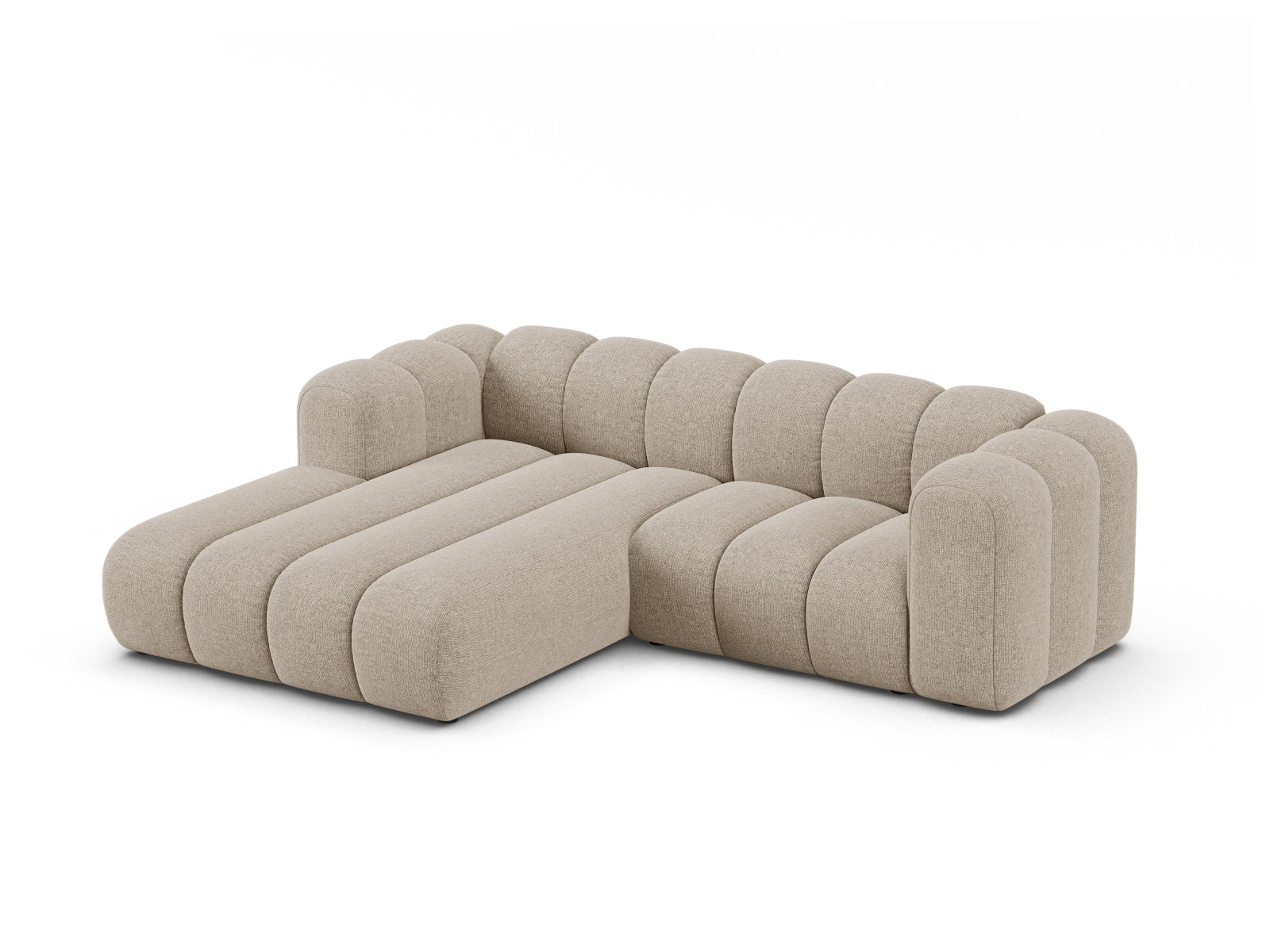 Elegantes, modulares Ecksofa in Dunkelbeige von Micadoni, ideal für stilvolle Wohnräume. Komfortabler 3-Sitzer mit modernem Design.