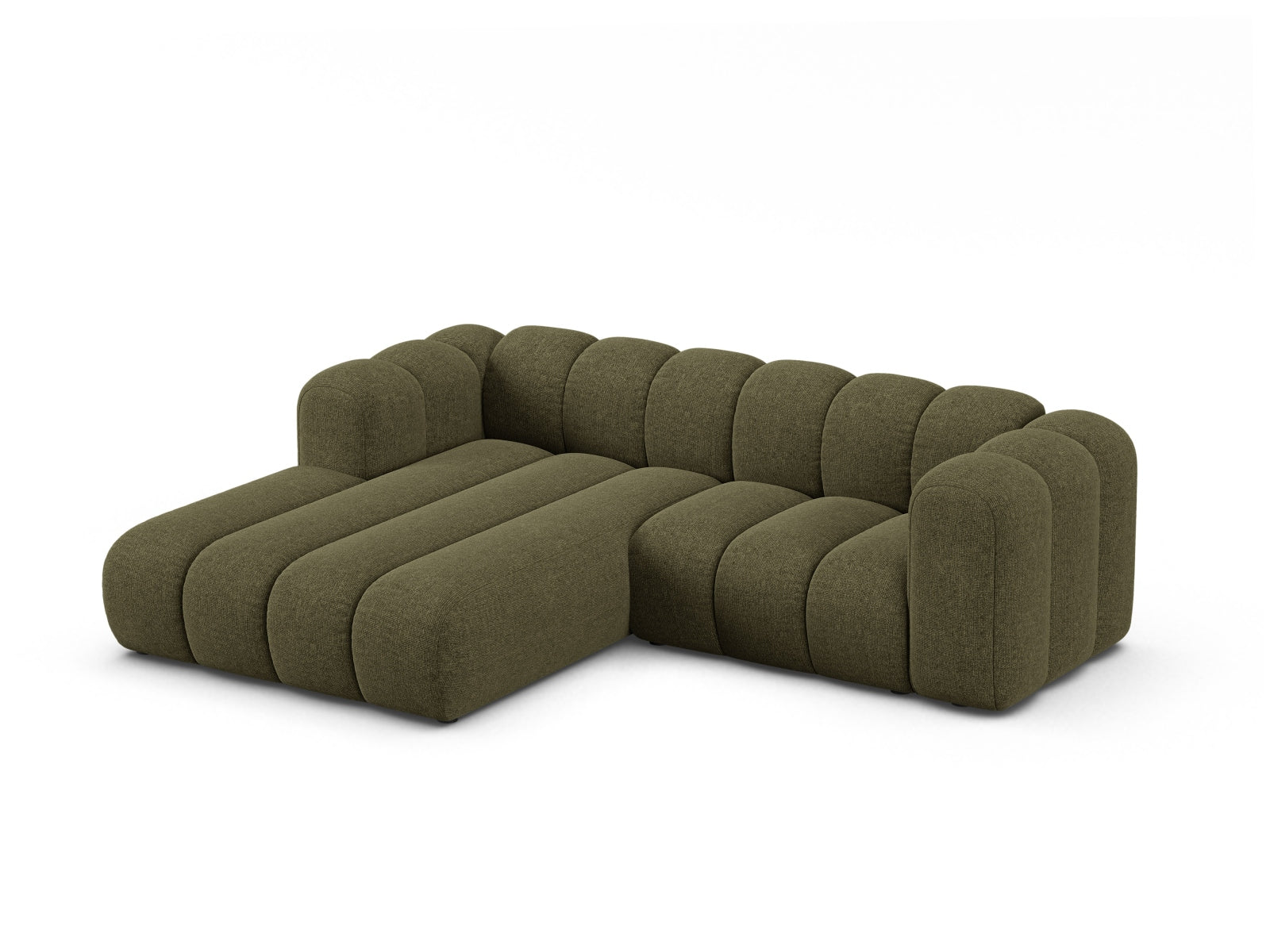 Elegantes, modulares Ecksofa in Grün, ideal für stilvolle Wohnräume. Das 3-Sitzer-Design von Micadoni bietet Komfort und Flexibilität.