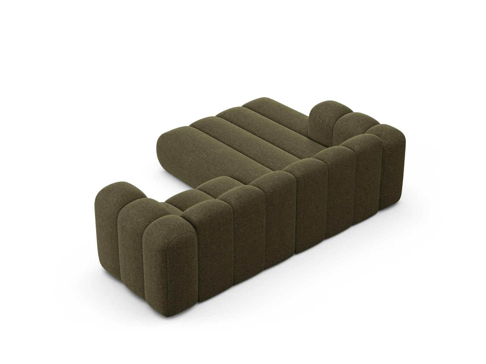 Elegantes, modulares Ecksofa in stilvollem Grün, ideal für entspannte Wohnräume. Das 3-Sitzer-Design von Micadoni bietet Komfort und Flexibilität.