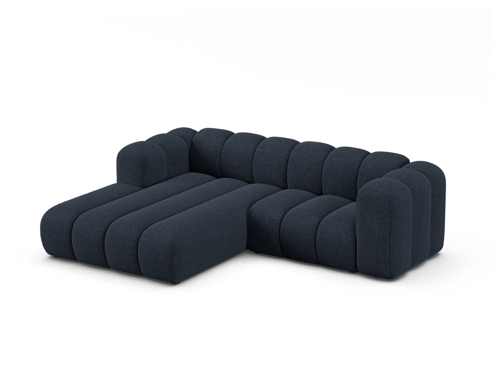Elegantes, modulares Ecksofa in Navy Blue-Eden, ideal für stilvolle Wohnräume. Komfortabler 3-Sitzer von Micadoni, perfekt für entspannte Abende.