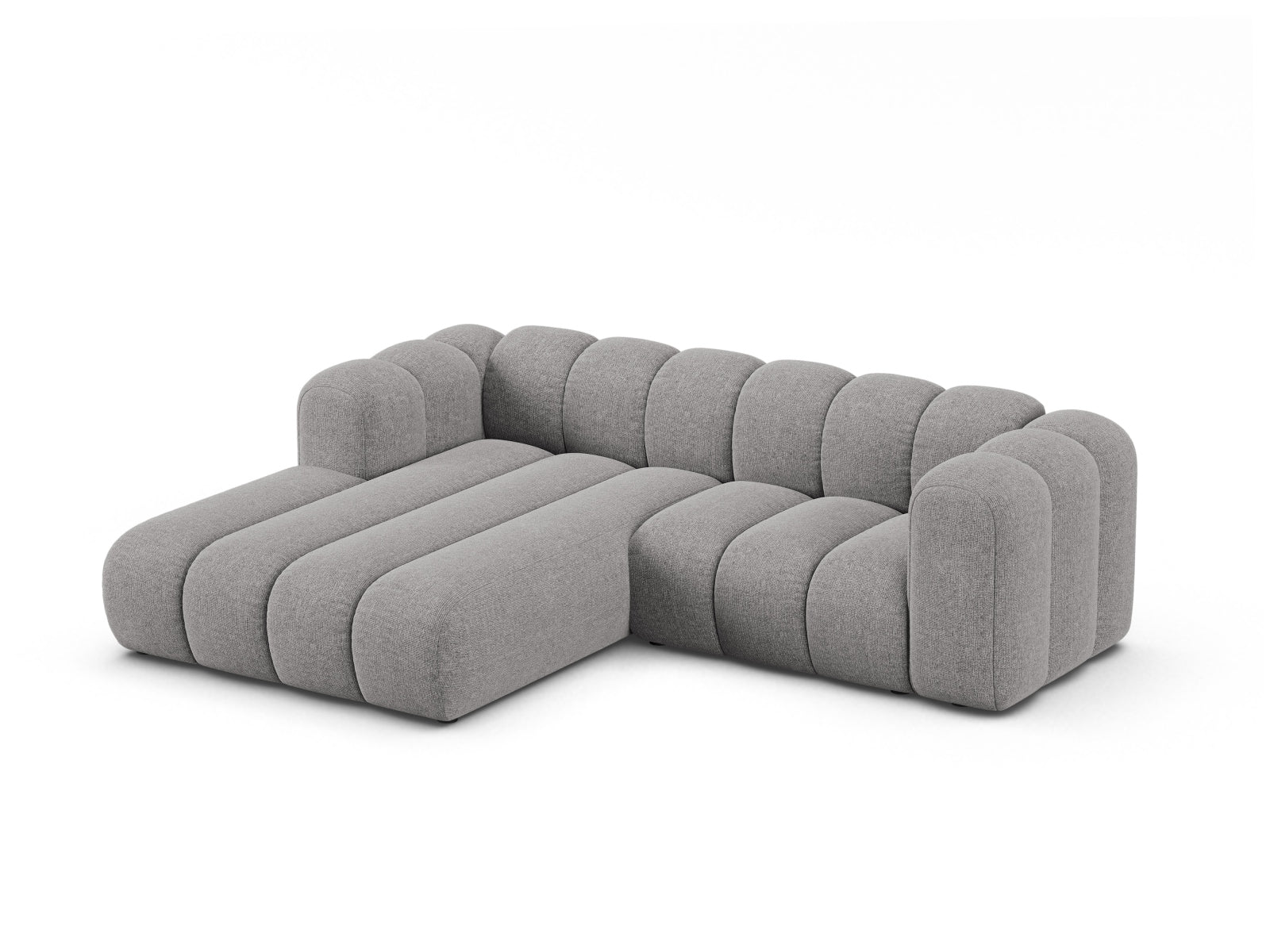 Elegantes, modulares Ecksofa in Hellgrau von Micadoni, ideal für stilvolle Wohnräume. Linksseitige 3-Sitzer-Variante für optimalen Komfort.