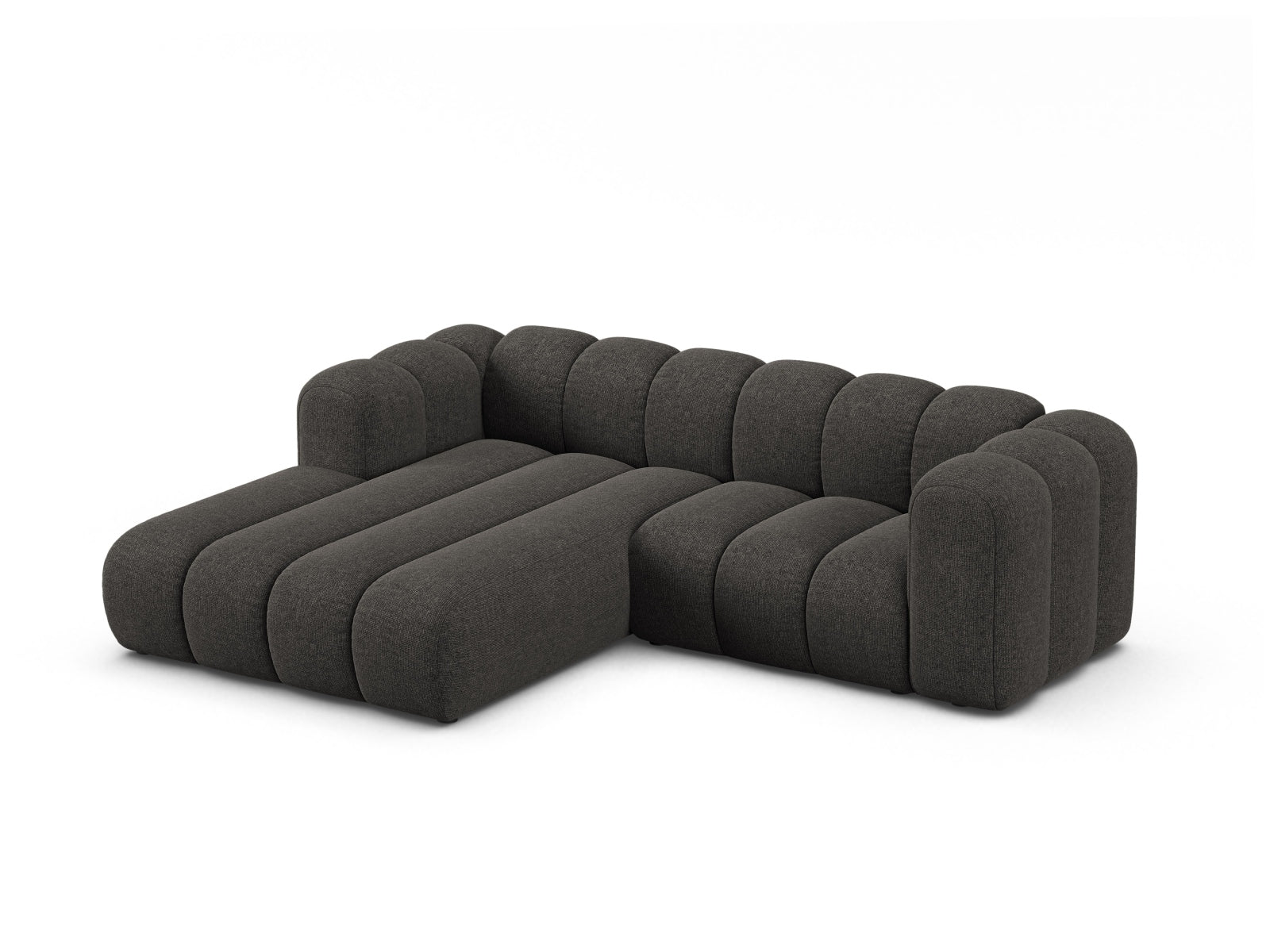 Elegantes, modulares Ecksofa in Dunkelgrau von Micadoni, ideal für stilvolle Wohnräume. Komfortabler 3-Sitzer mit modernem Design.