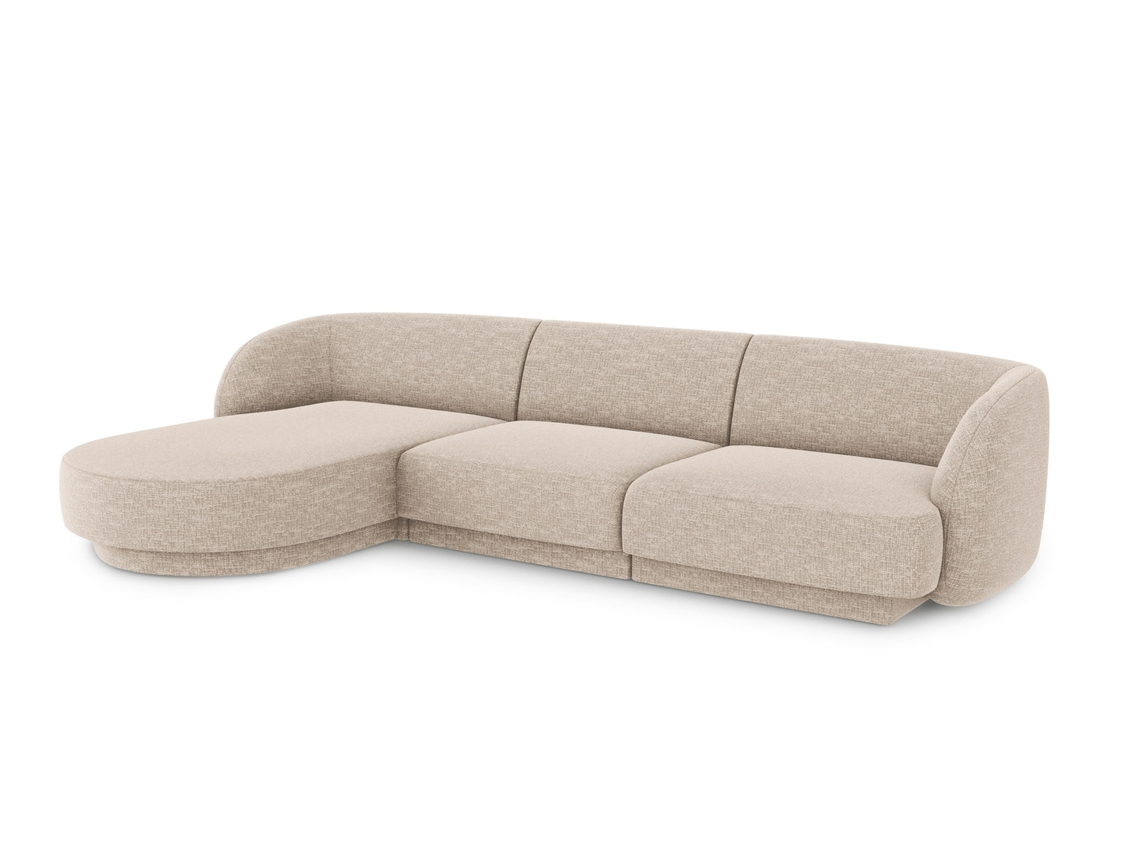 Beige Miley Ecksofa links 4 Sitzer von Micadoni, stilvolles Bettsofa für modernen Wohnraum, bequem und funktional.