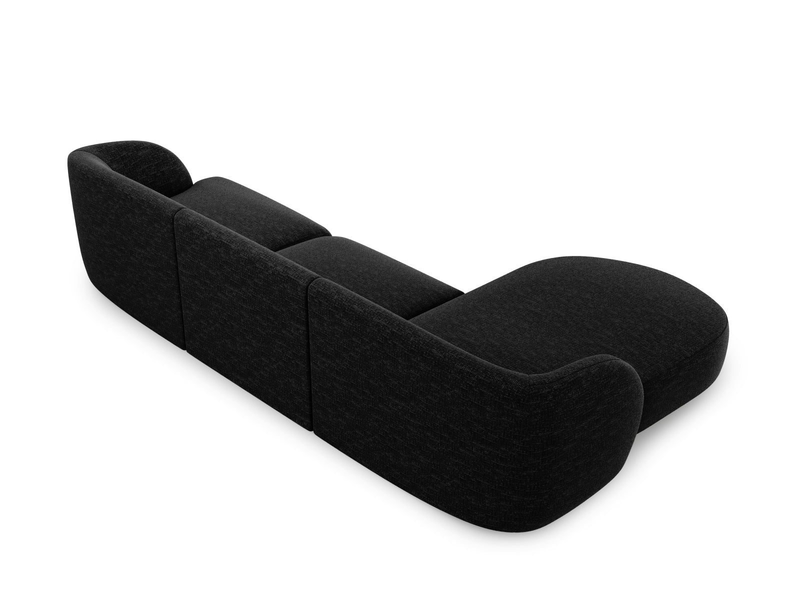 Elegantes Miley Ecksofa links, 4-Sitzer in dunklem Grau, perfekt als Schlafsofa für stilvolle Wohnräume, erhältlich bei Micadoni.