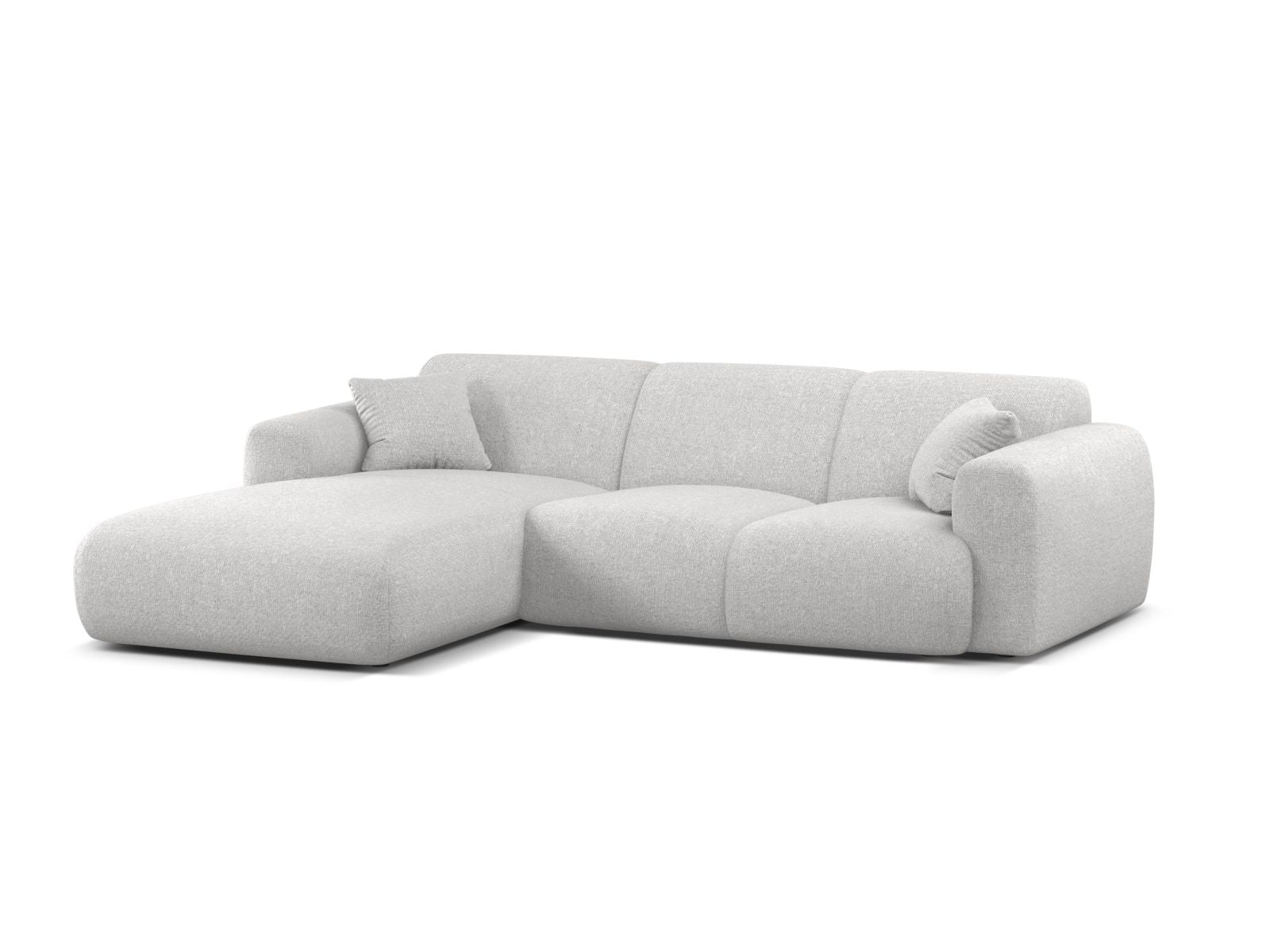 Elegantes 4-Sitzer Ecksofa links Molino in stilvollem Silver-Eden, ideal für moderne Wohnräume und gemütliche Abende.