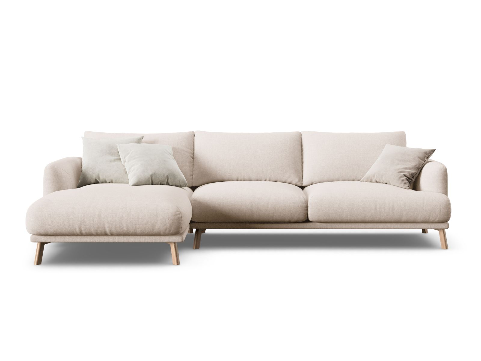 Modernes 4-Sitzer Ecksofa links Naomi von Micadoni, ideal für gemütliche Abende und stilvolle Einrichtung in jedem Wohnzimmer.