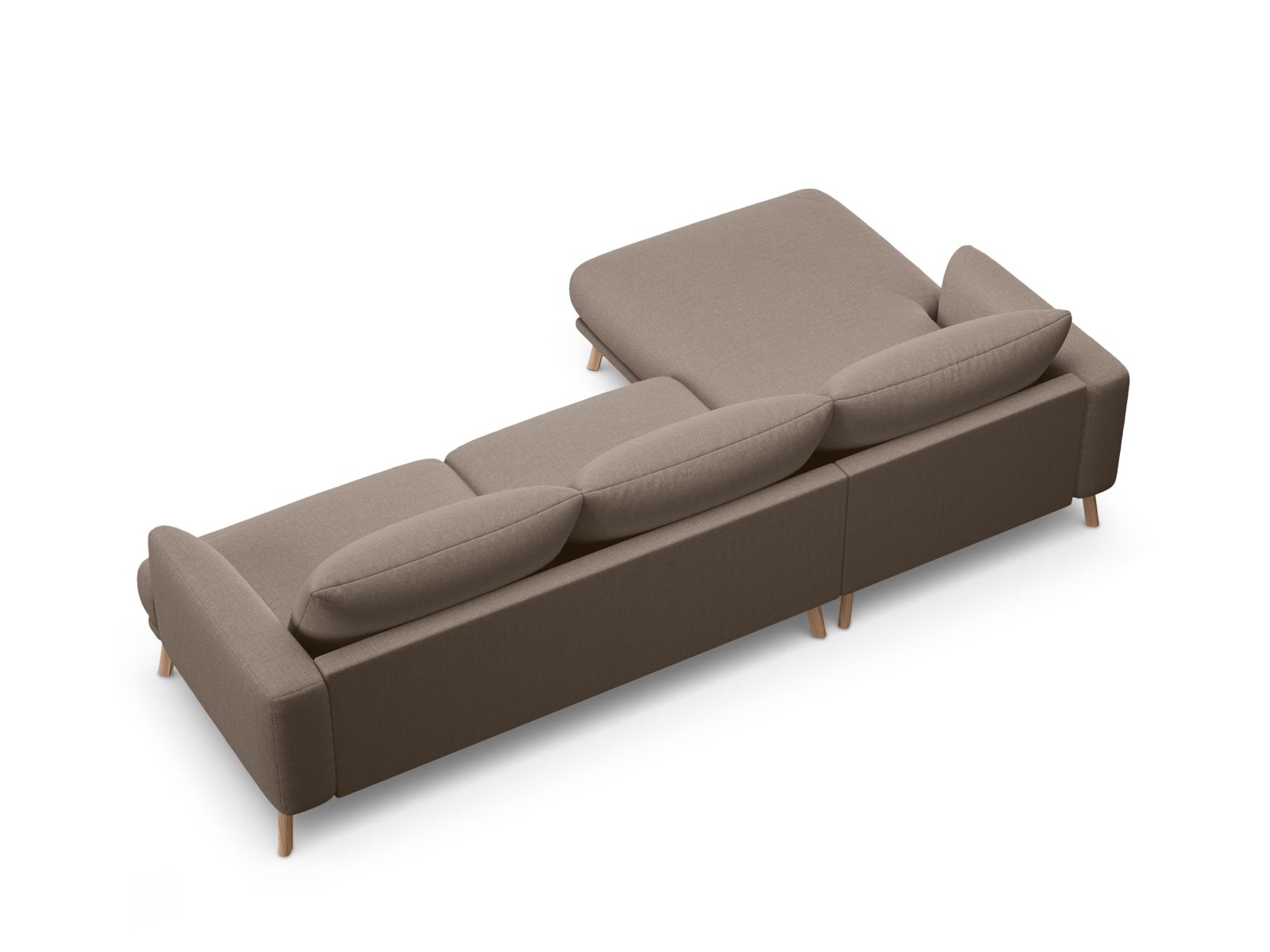 Stylisches 4-Sitzer Ecksofa links Naomi in edlem Cappuccino-Liberty, perfekt für gemütliche Abende und modernes Interieur.