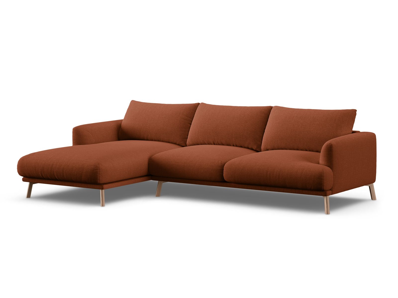 Elegantes 4-Sitzer Ecksofa links Naomi im trendigen Brick-Liberty Look, perfekt für stilvolle und einladende Wohnbereiche.